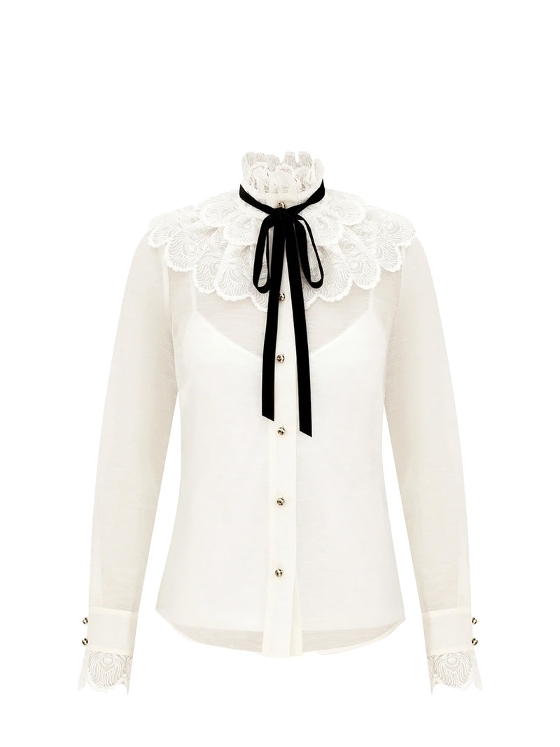 Valiant tuxedo blouse, ivory