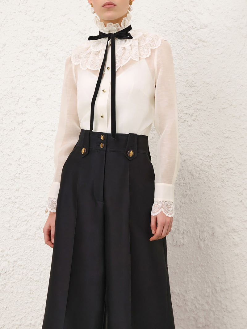 Valiant tuxedo blouse, ivory