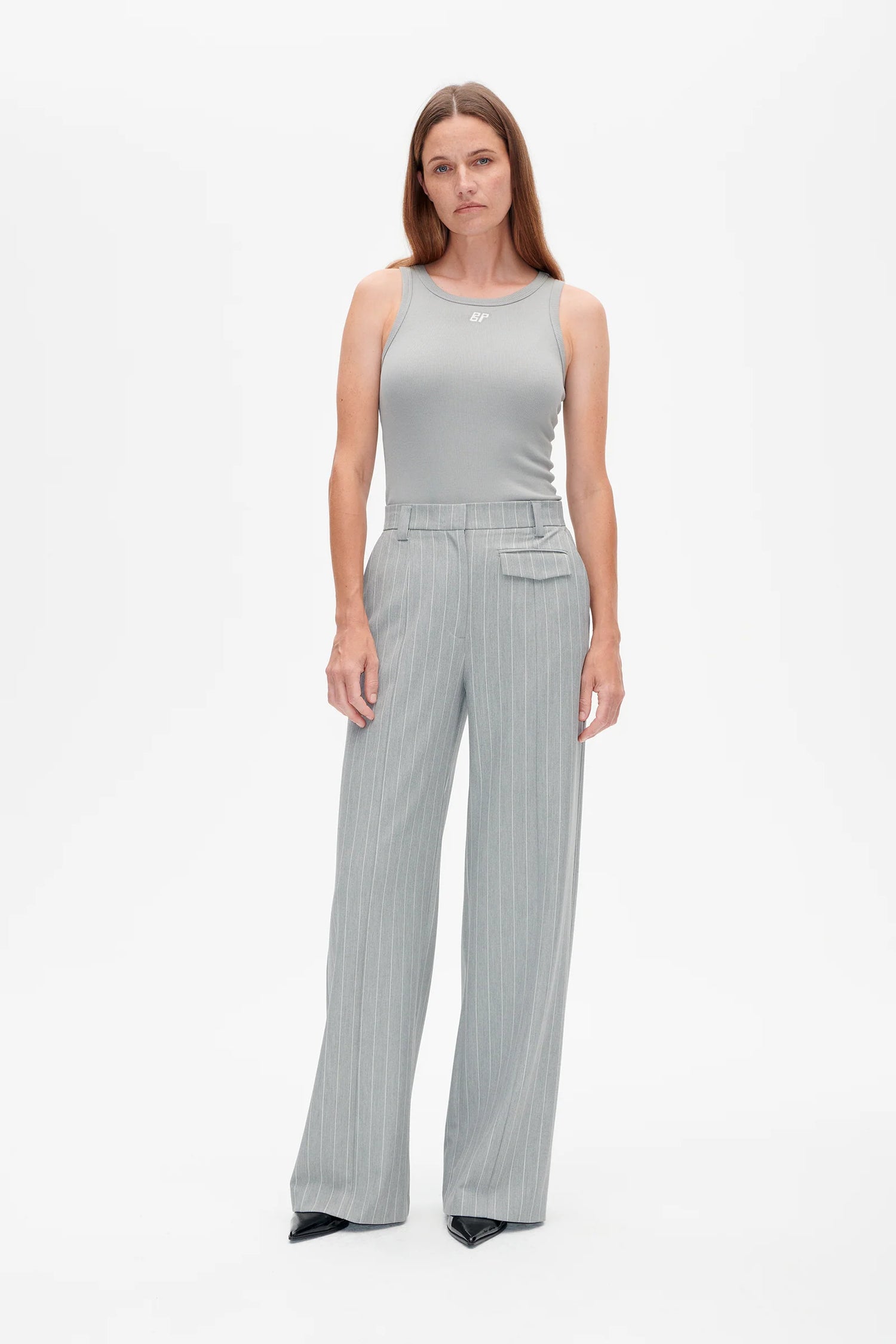 Nilo pants, grey wallstreet pin stripes