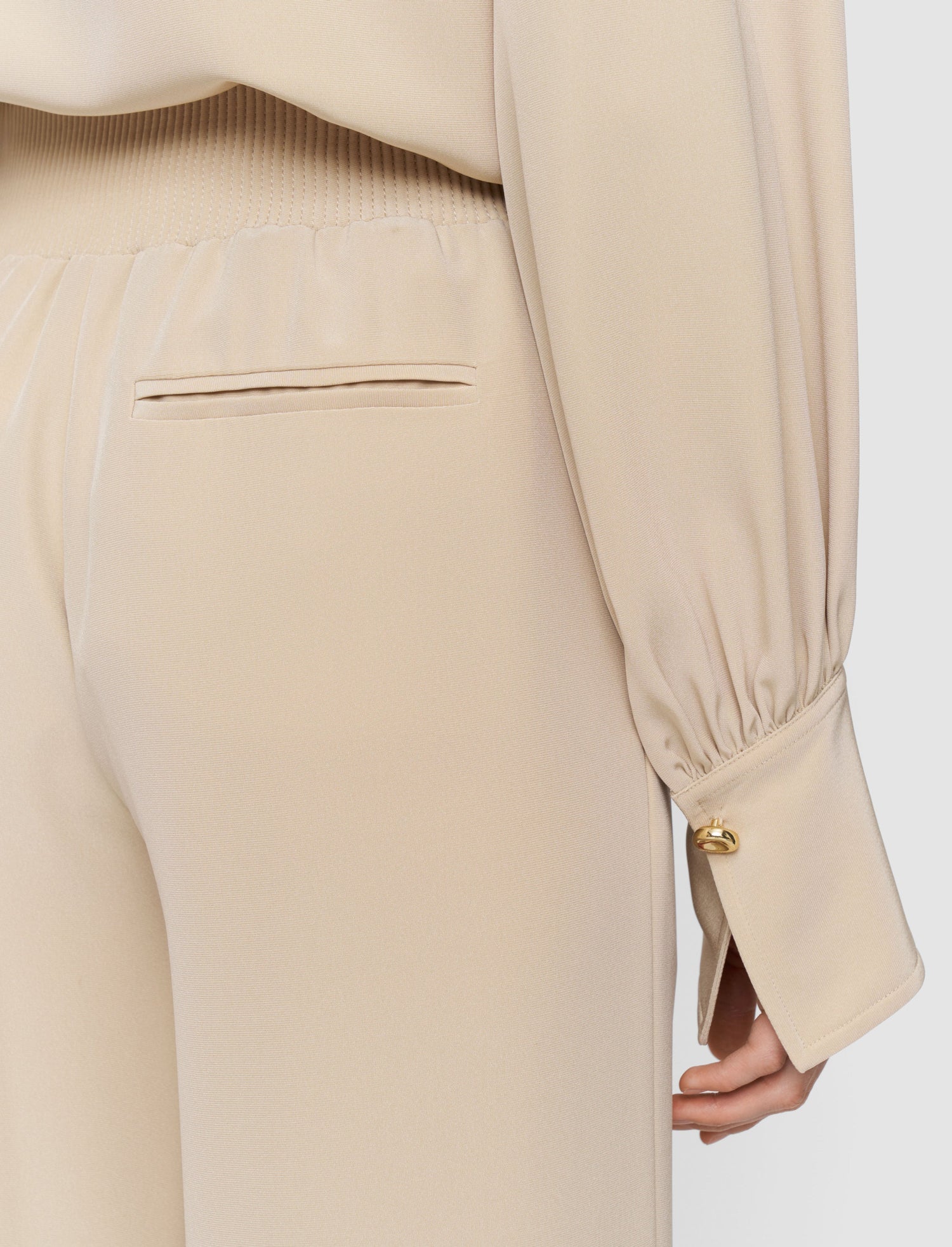 Nour pant satin twill, beige