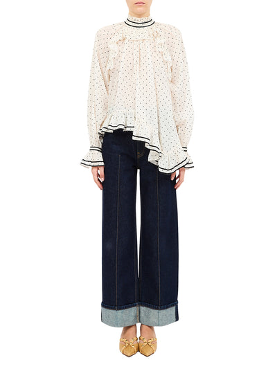 Marcella long sleeve cotton blouse, white