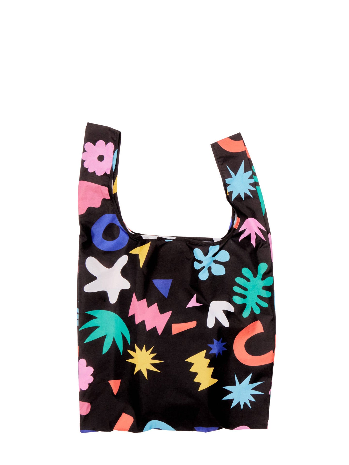 Palma print foldable light shopper, black-multi