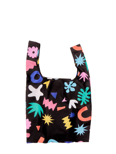 Palma print foldable light shopper, black-multi