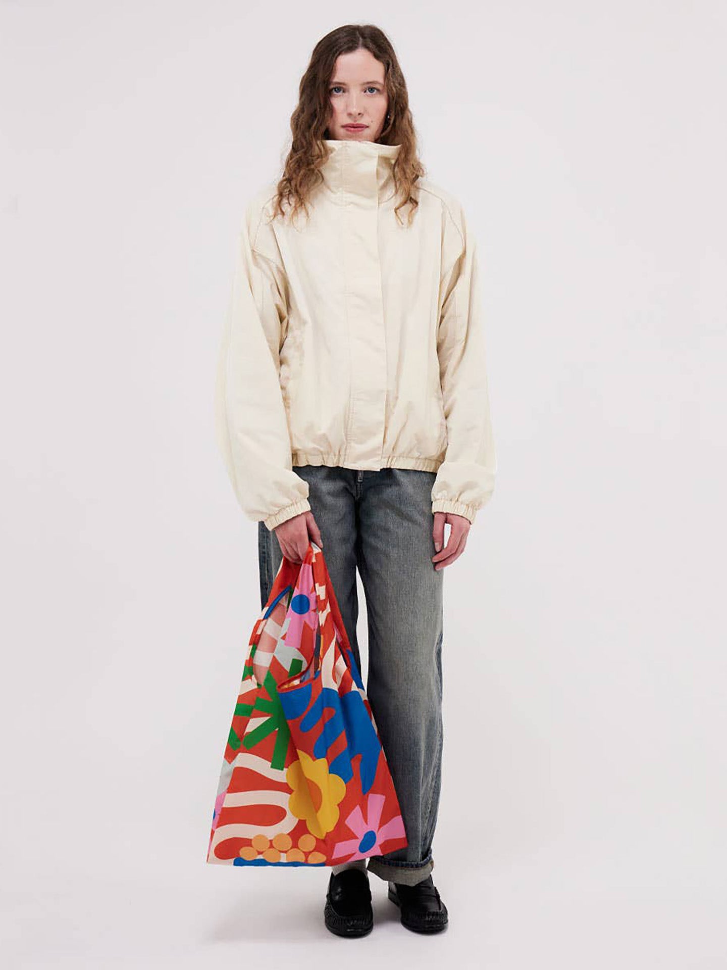 Salsa print foldable light shopper, multicoloured red