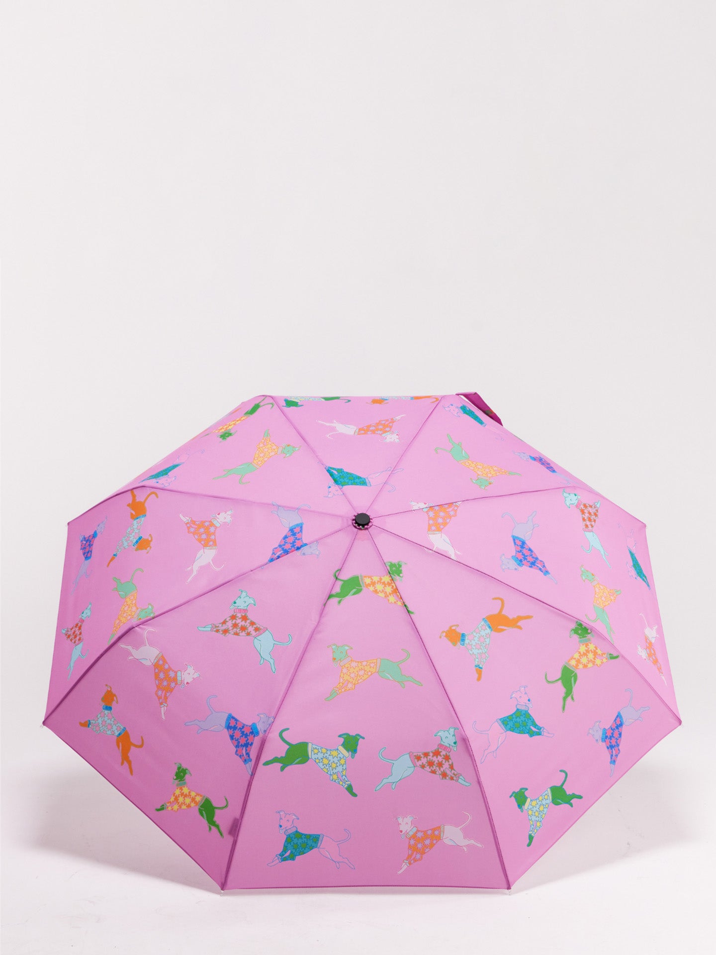 Whippet print duck umbrella, dogs in pink