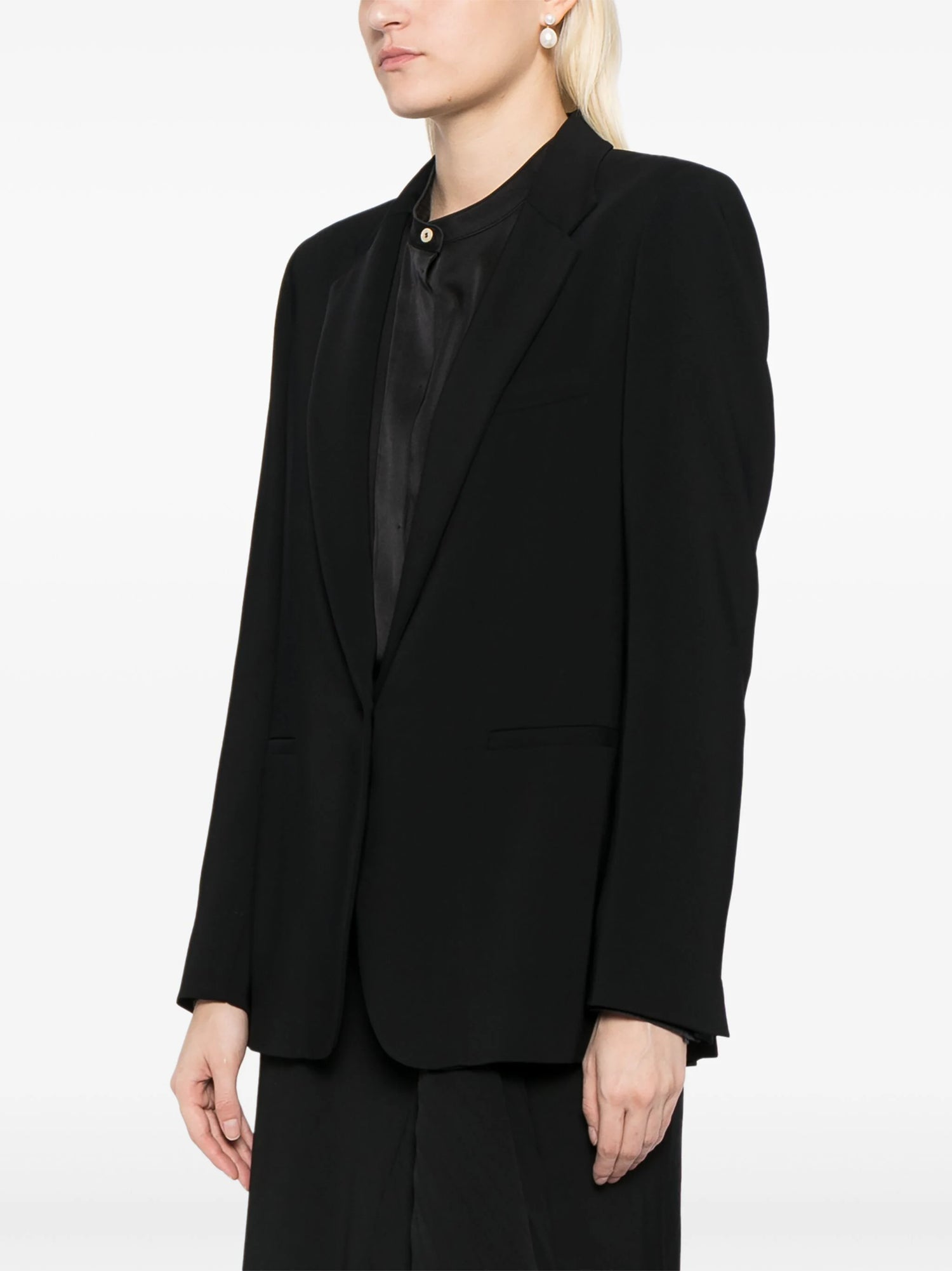 Essential stretch cady crepe jacket, black