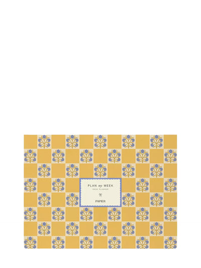 Floral checkerboard weekly planner