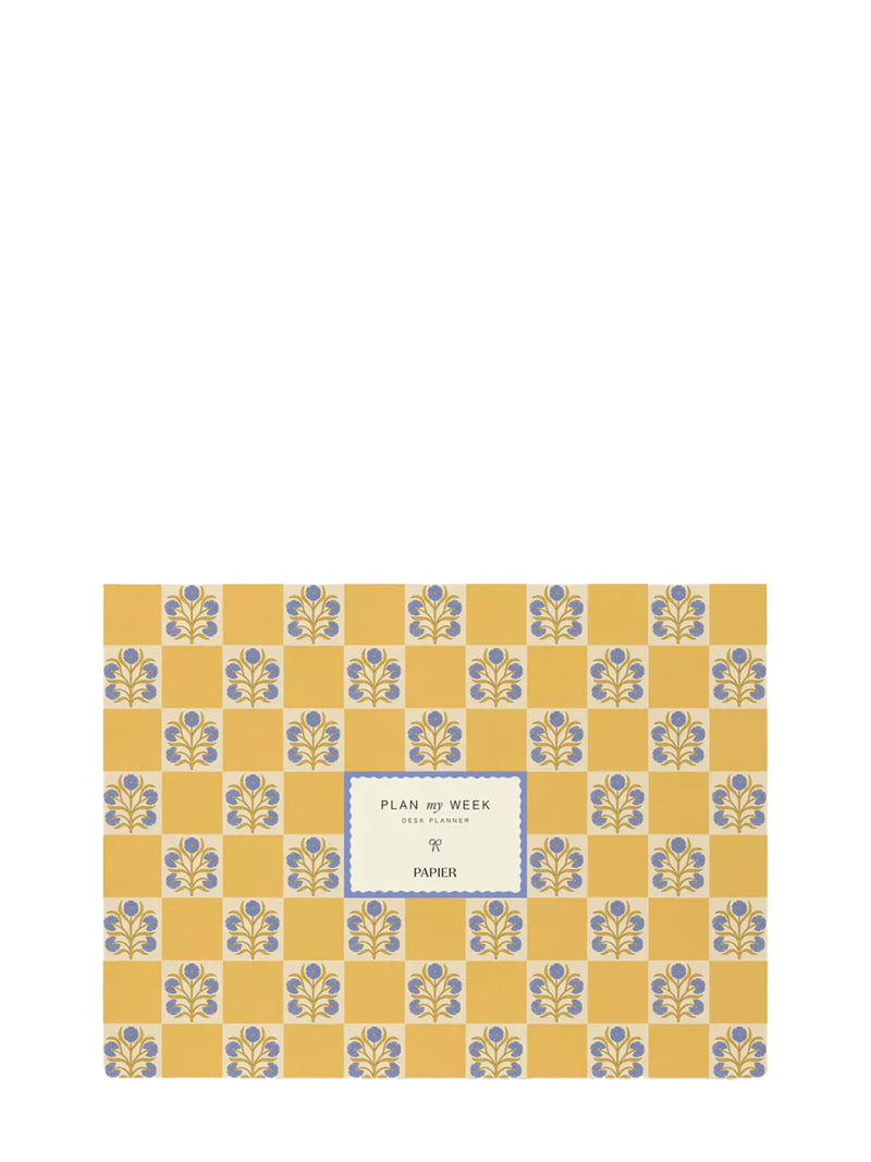Floral checkerboard weekly planner