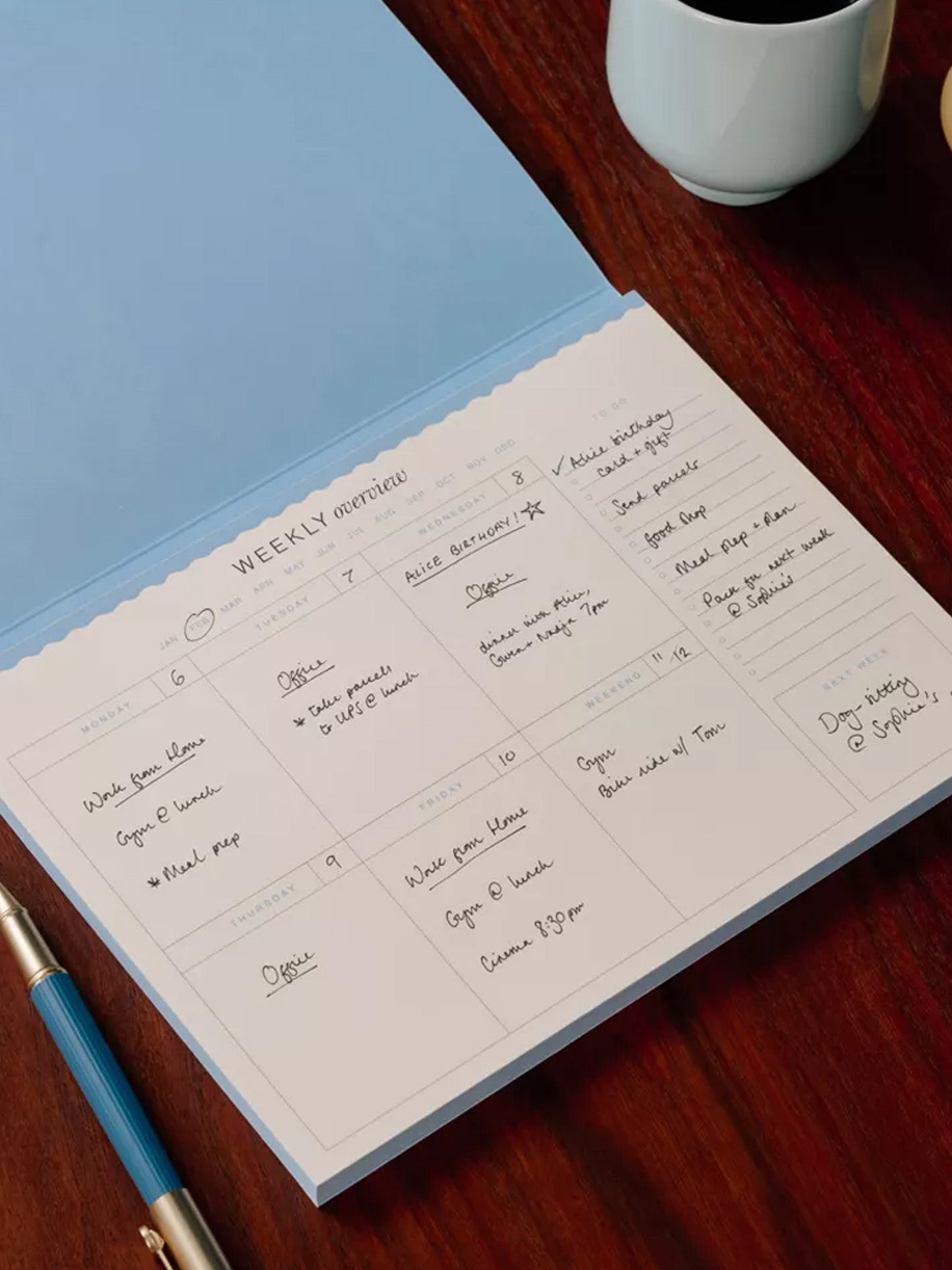 Floral checkerboard weekly planner