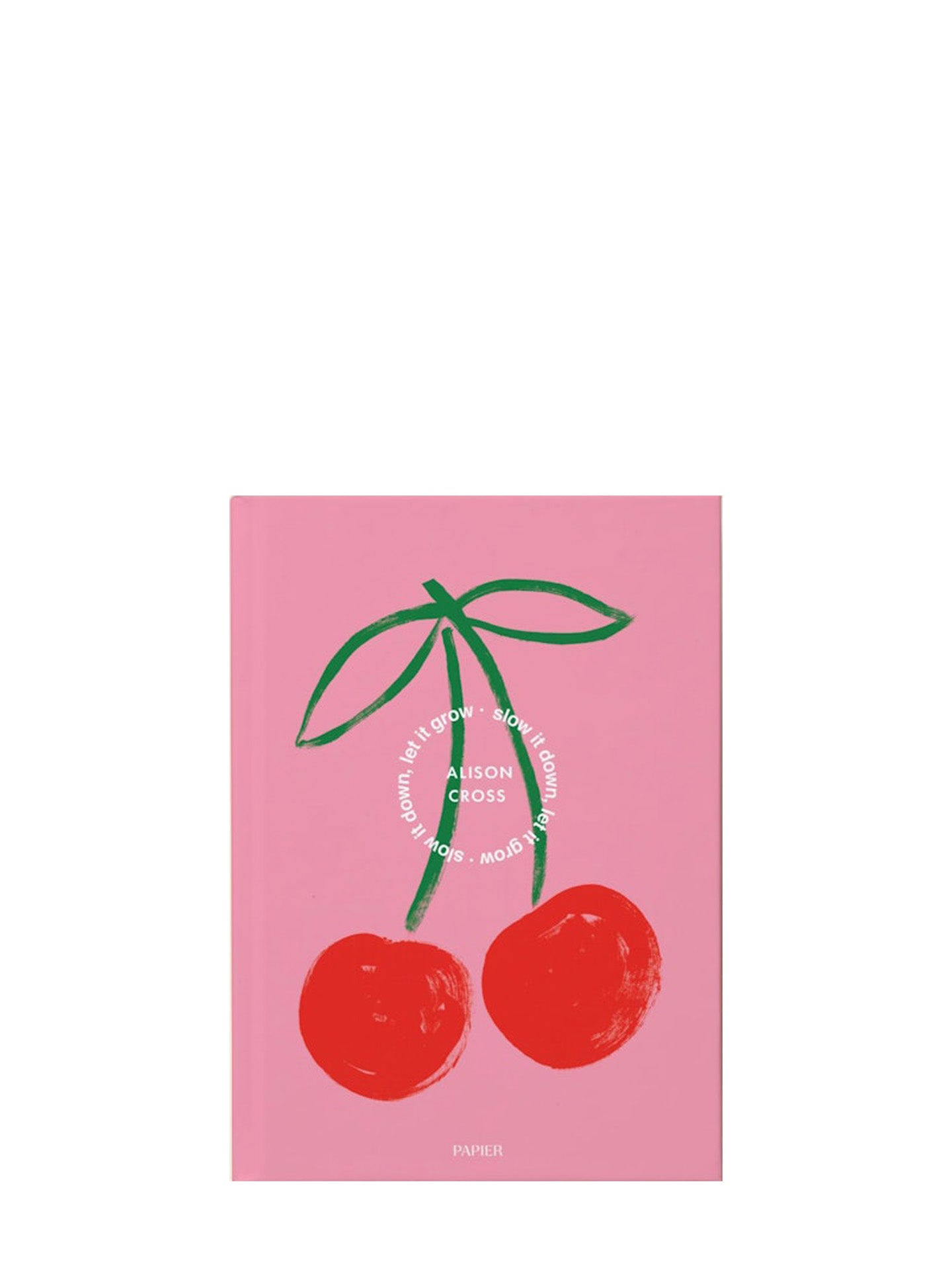 Fresh cherries lined notebook, pink