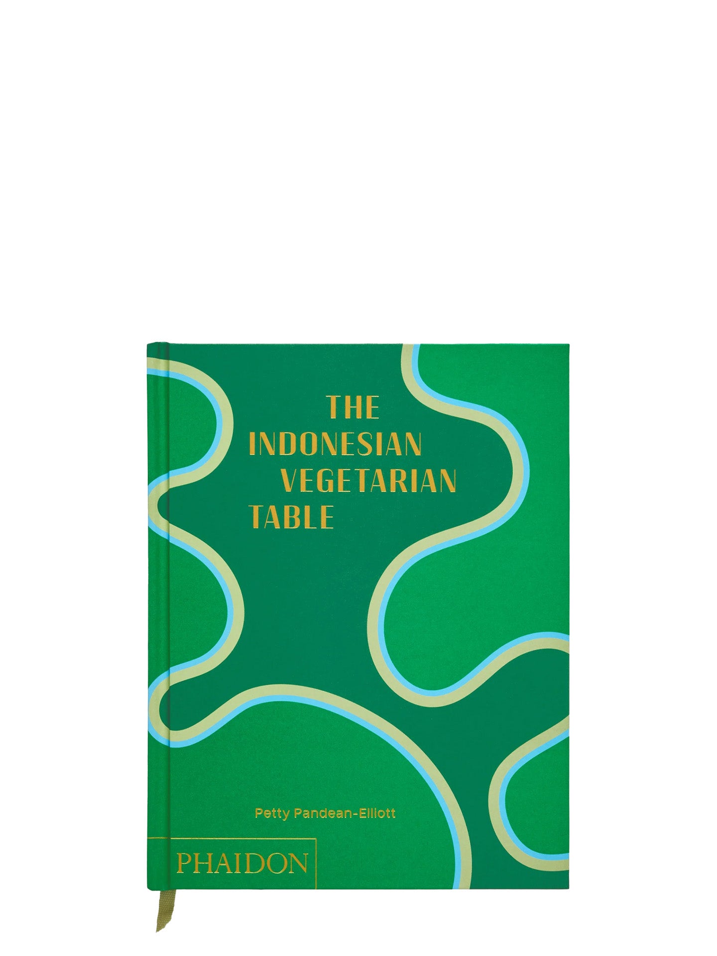 Book titled 'The Indonesian Vegetarian Table' by Phaidon on a green background