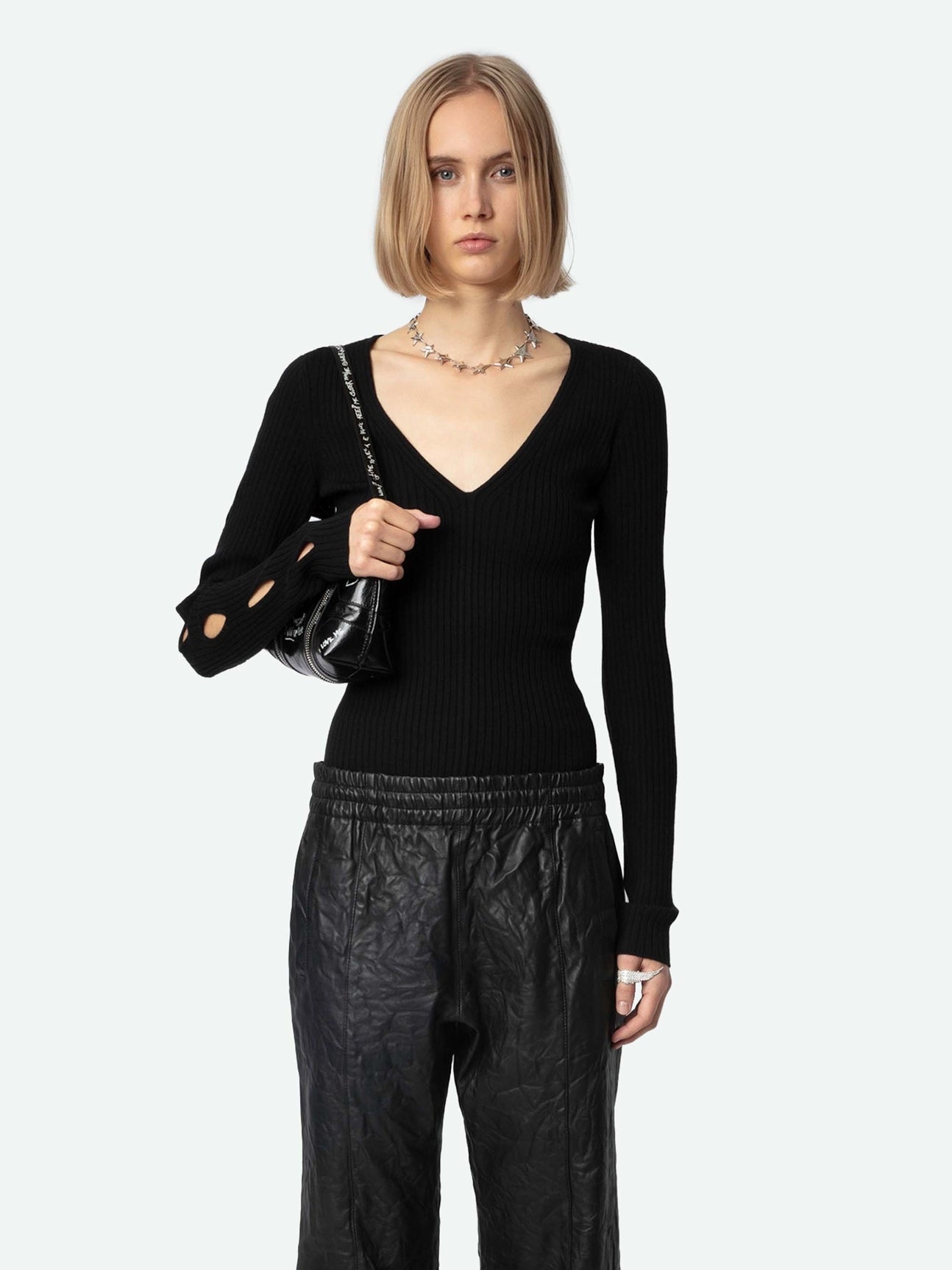 Syla longsleeve knitted sweater , black