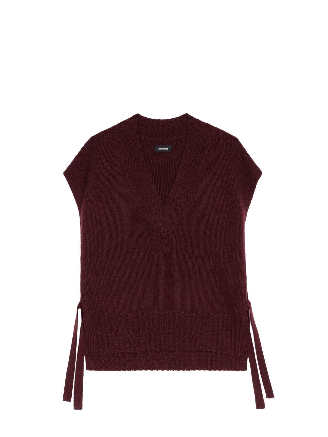 Maddy sweater with tie detailing, burgundy