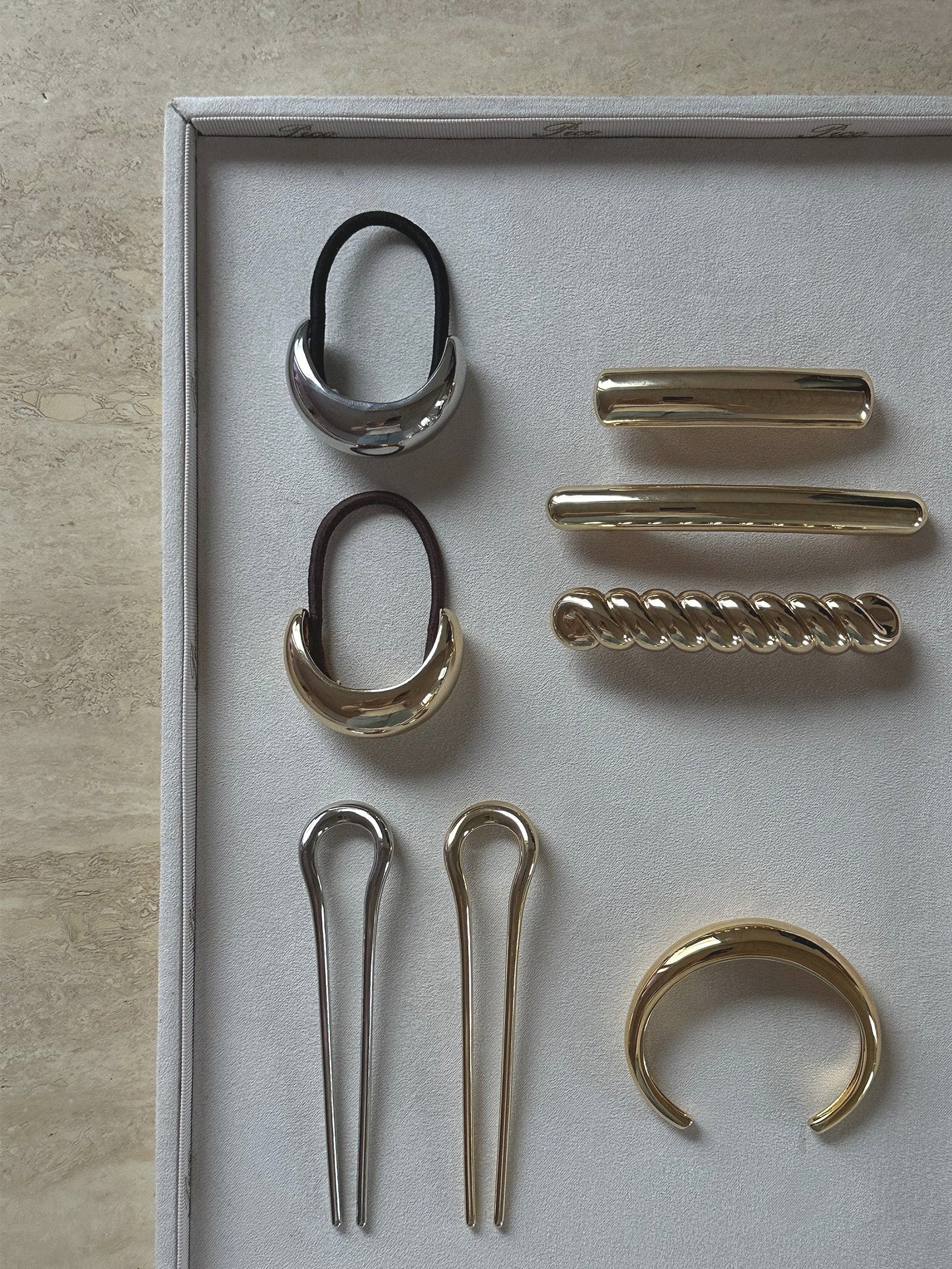 Arabella elastic hair tie, silver or golden