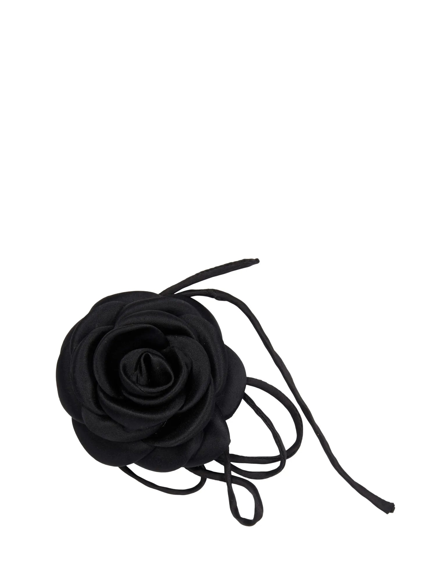 Satin rose string, black
