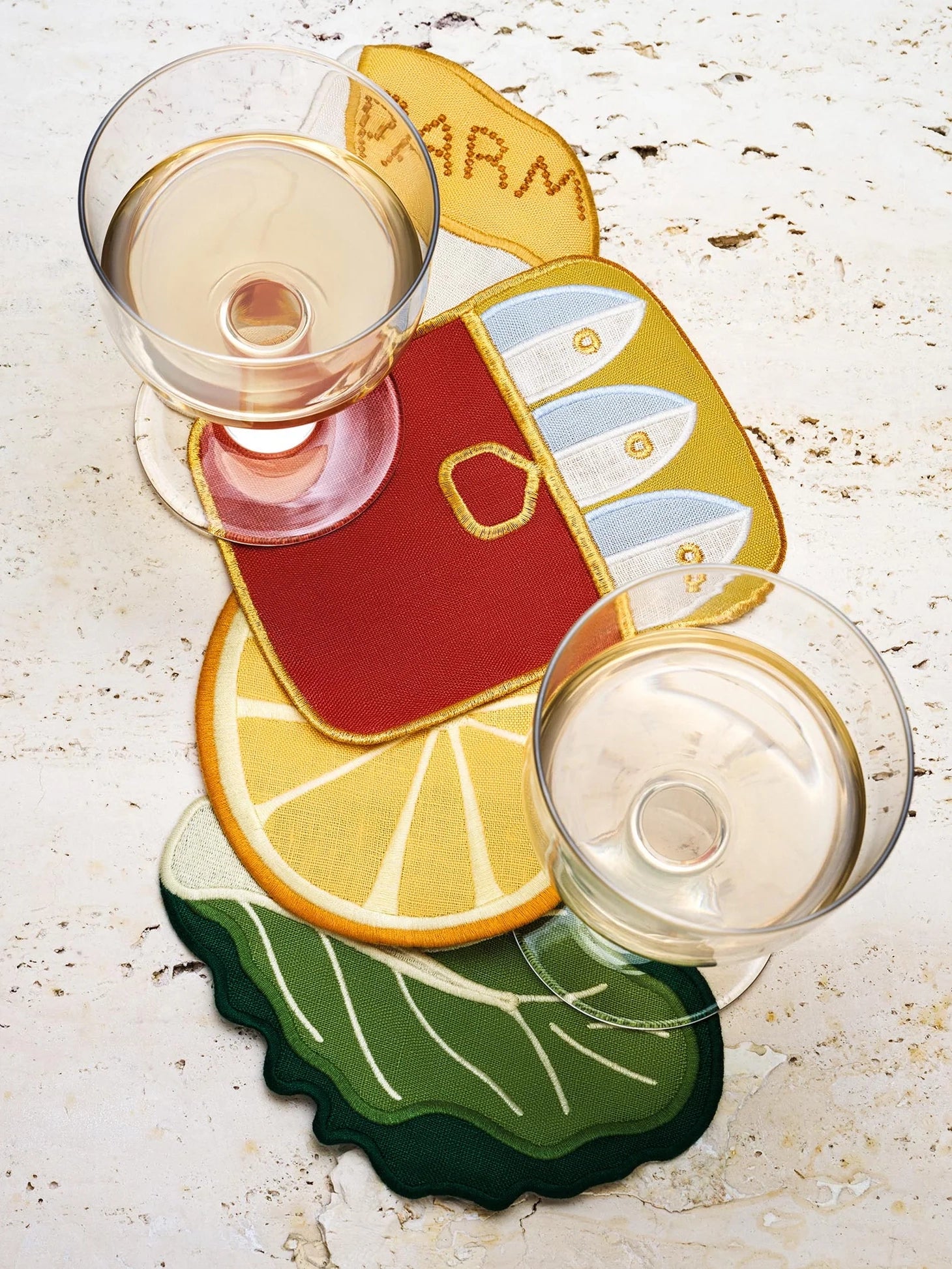 Caesar salad cocktail napkins / coasters, set of 4