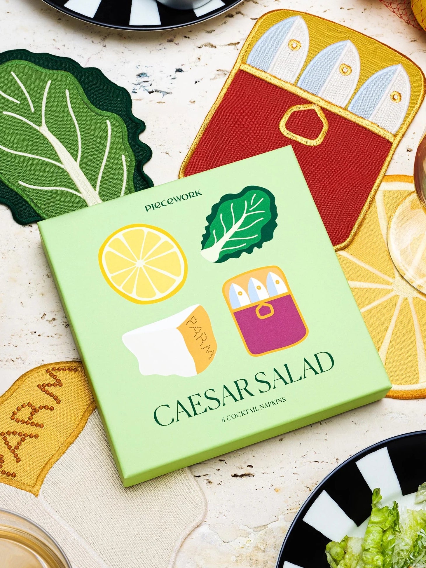 Caesar salad cocktail napkins / coasters, set of 4