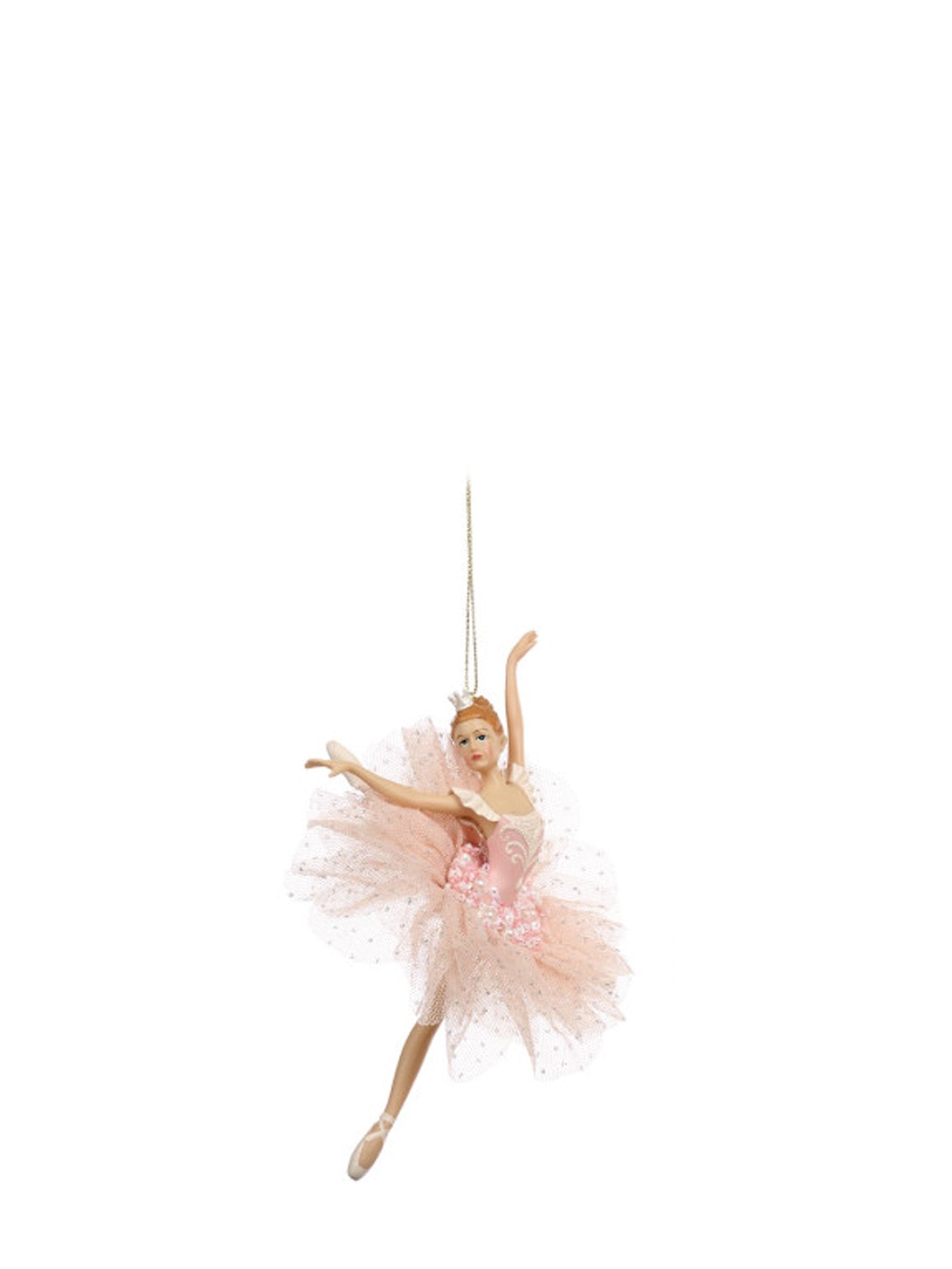 Pink tulle ballerina ornament, arabesque