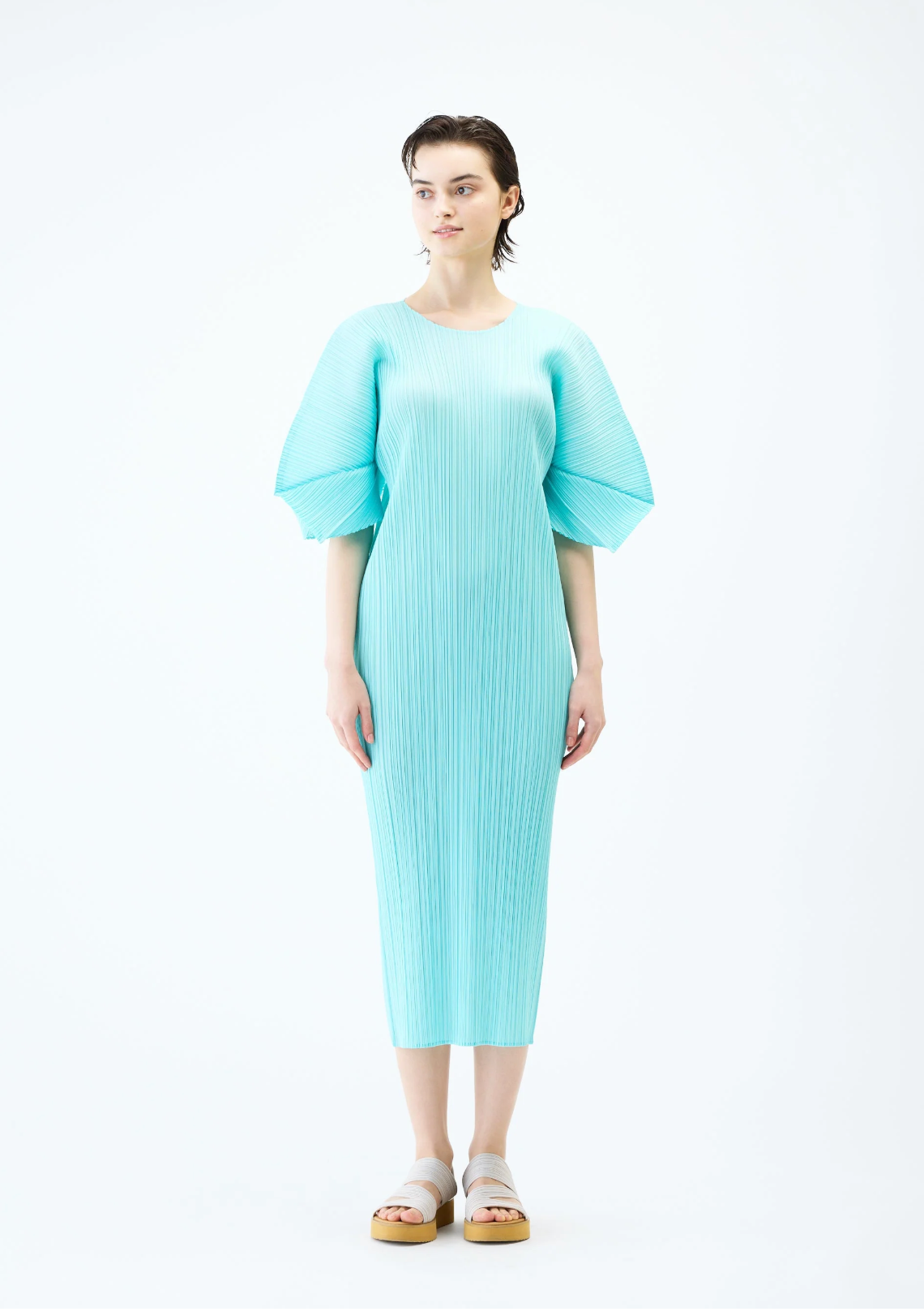 Dolman sleeved dress, aqua
