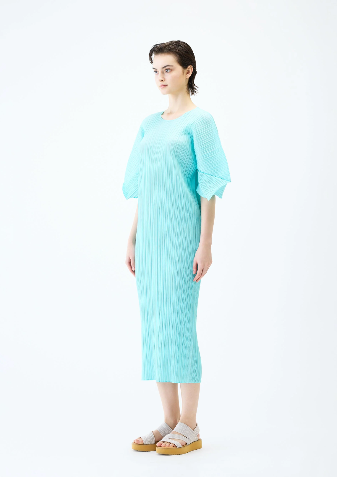 Dolman sleeved dress, aqua