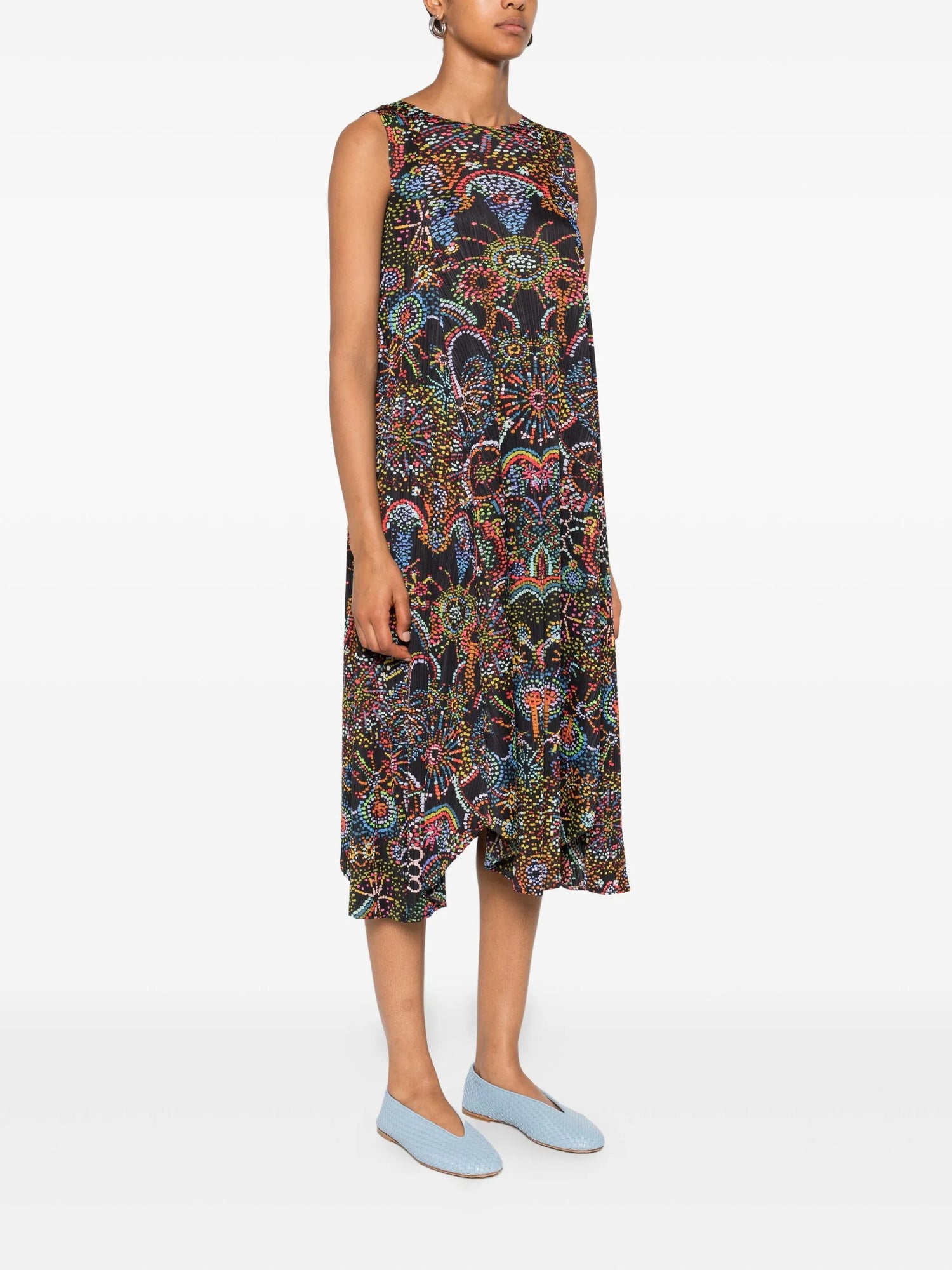 Light festival print dress, black-multicoloured