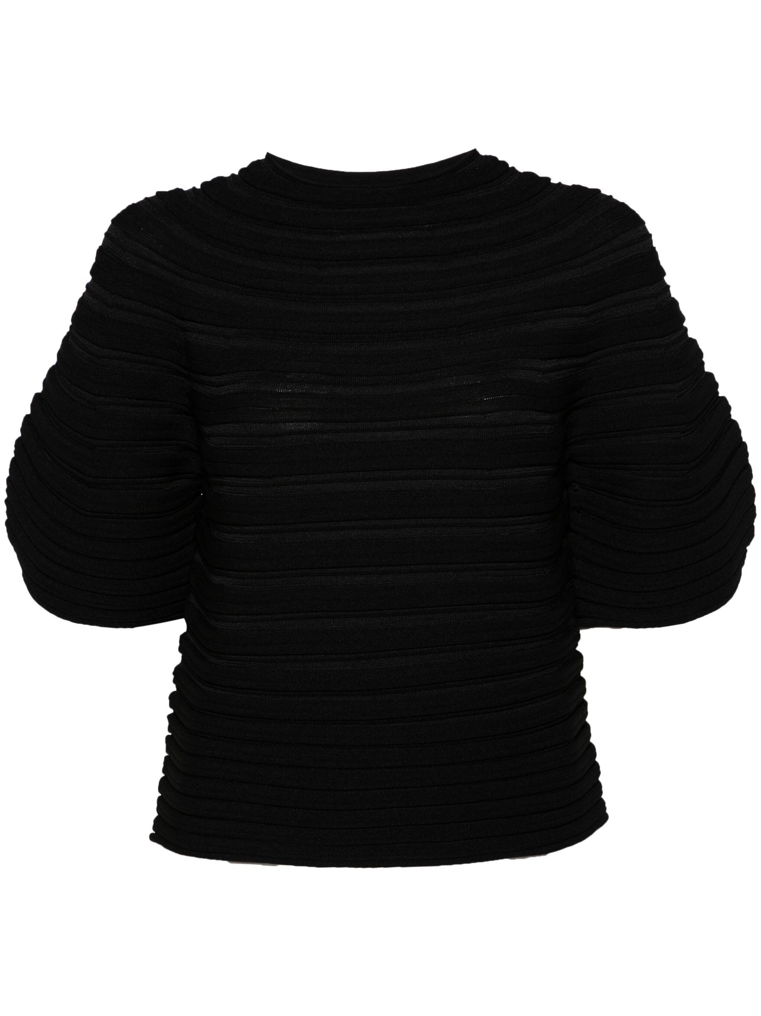 Pleated Short Sleeve Knit, Black