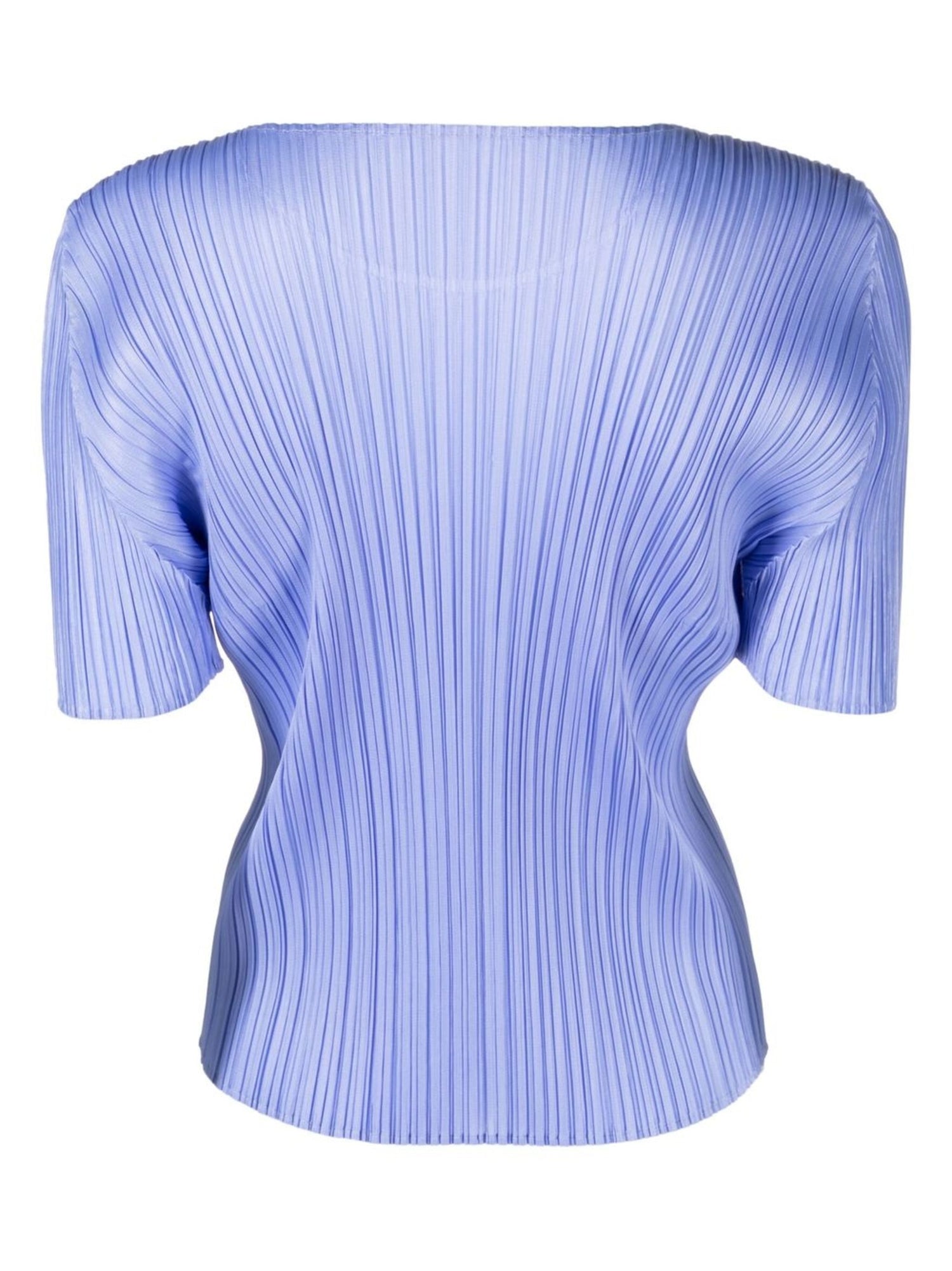 Pleated short sleeve top, light blue