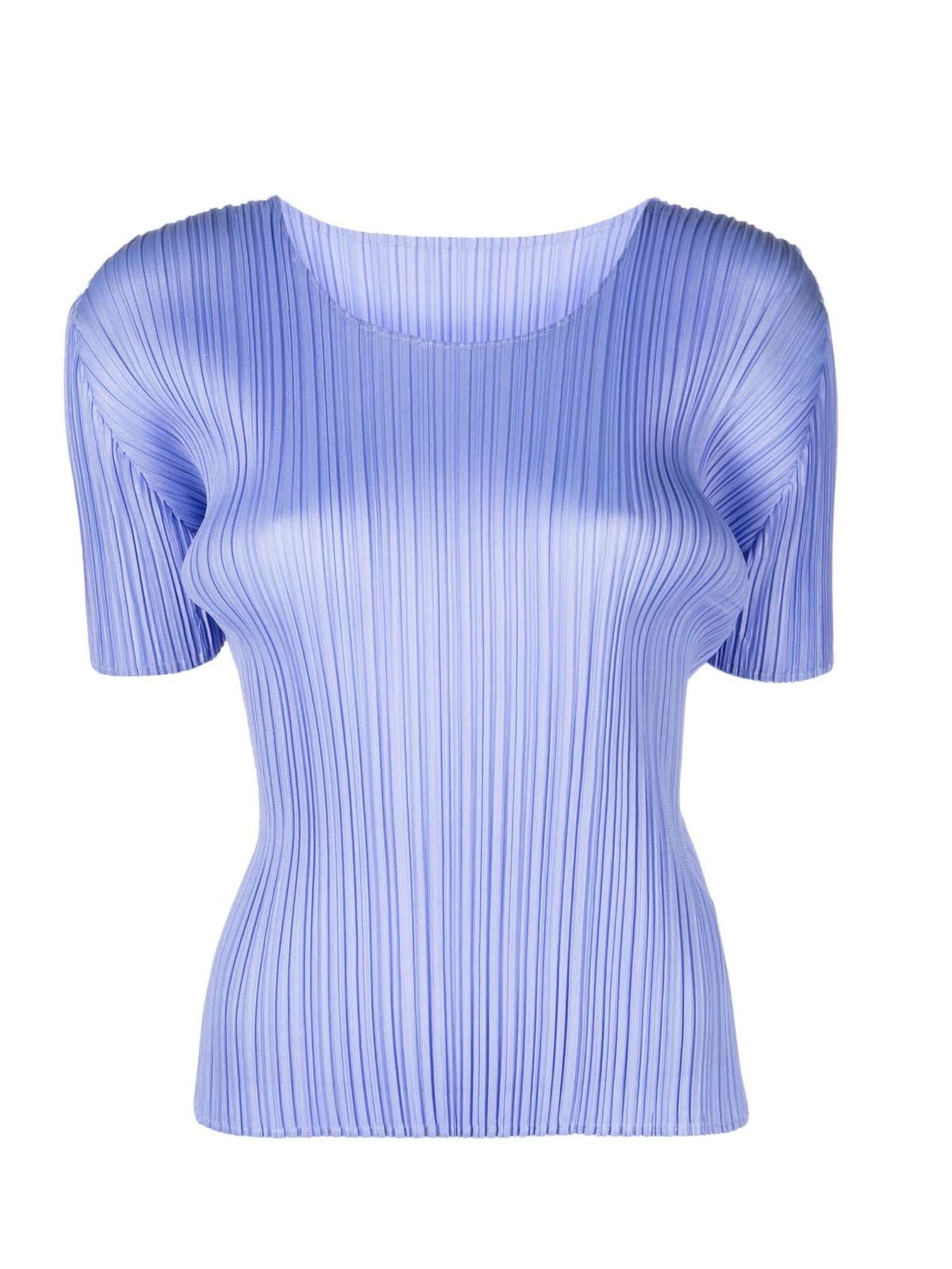 Pleated short sleeve top, light blue