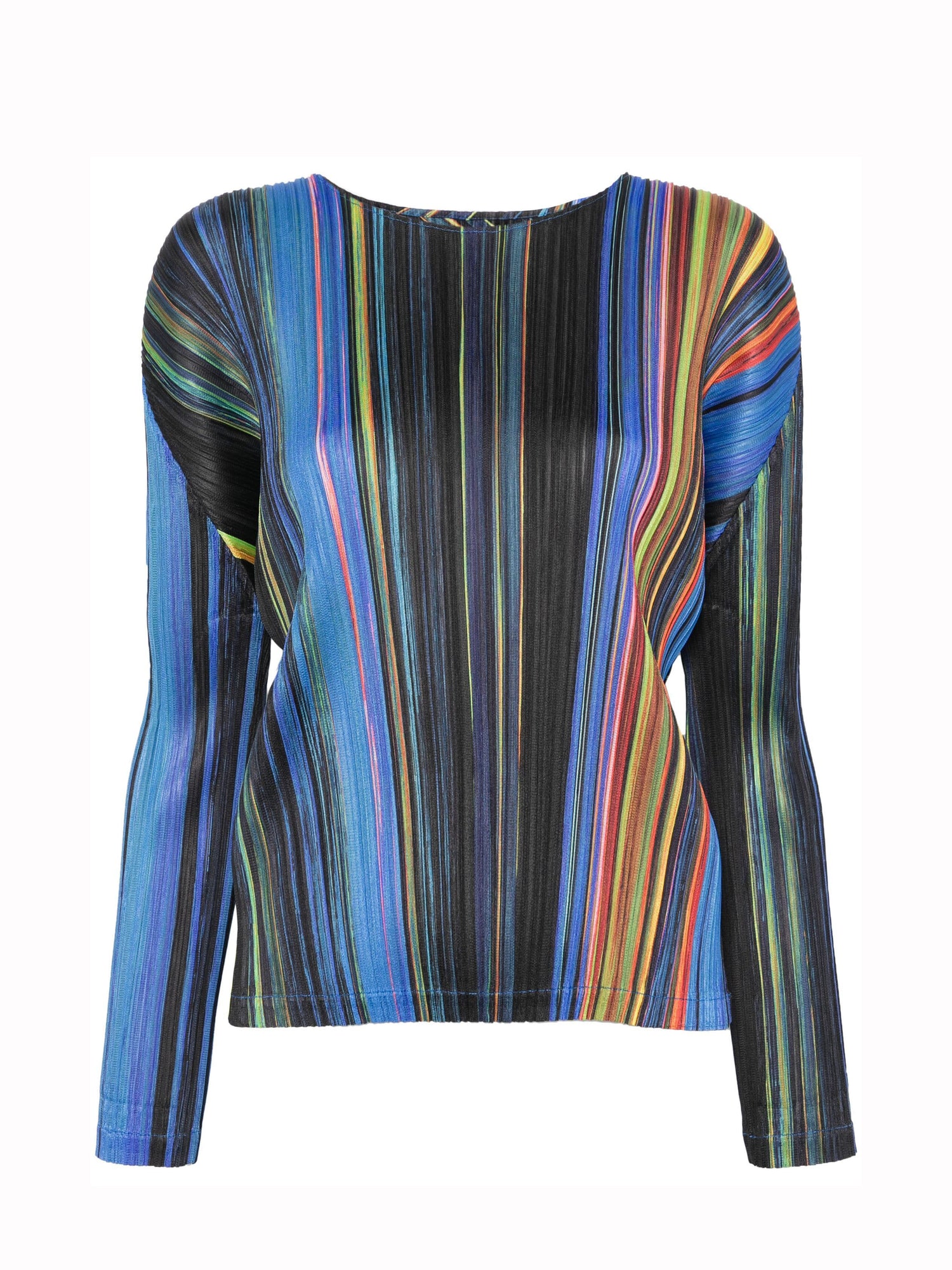 Warp long-sleeve pleated top, black