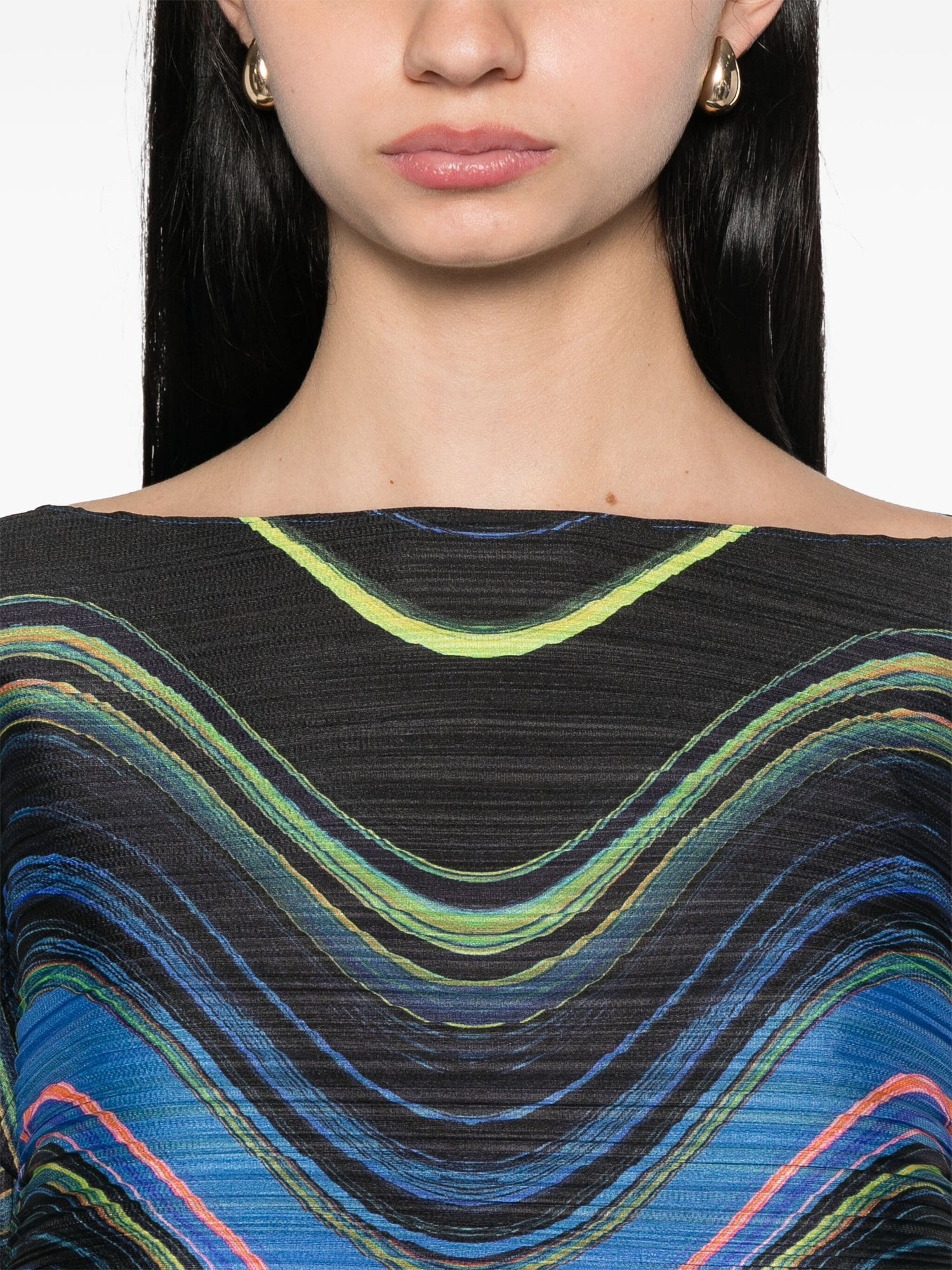 Warp pleated top, black