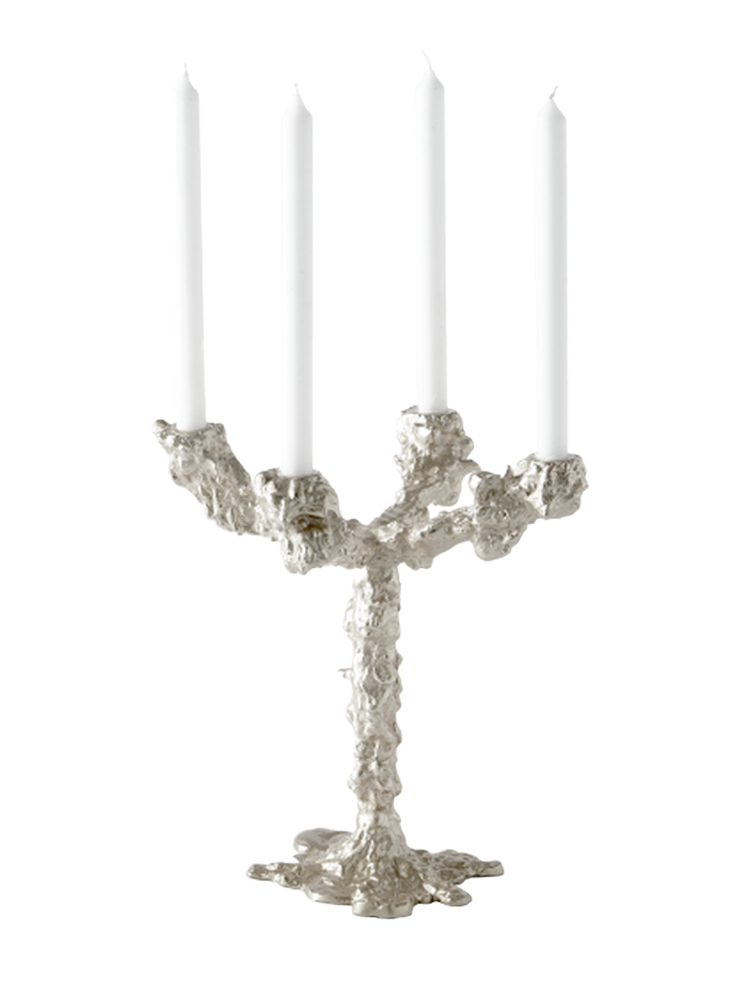 Drip candle holder 4 arms, silver