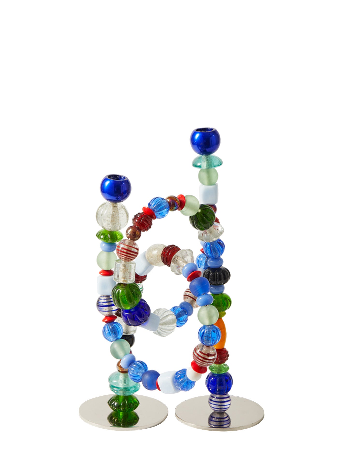 Beads candle holder, multicolour