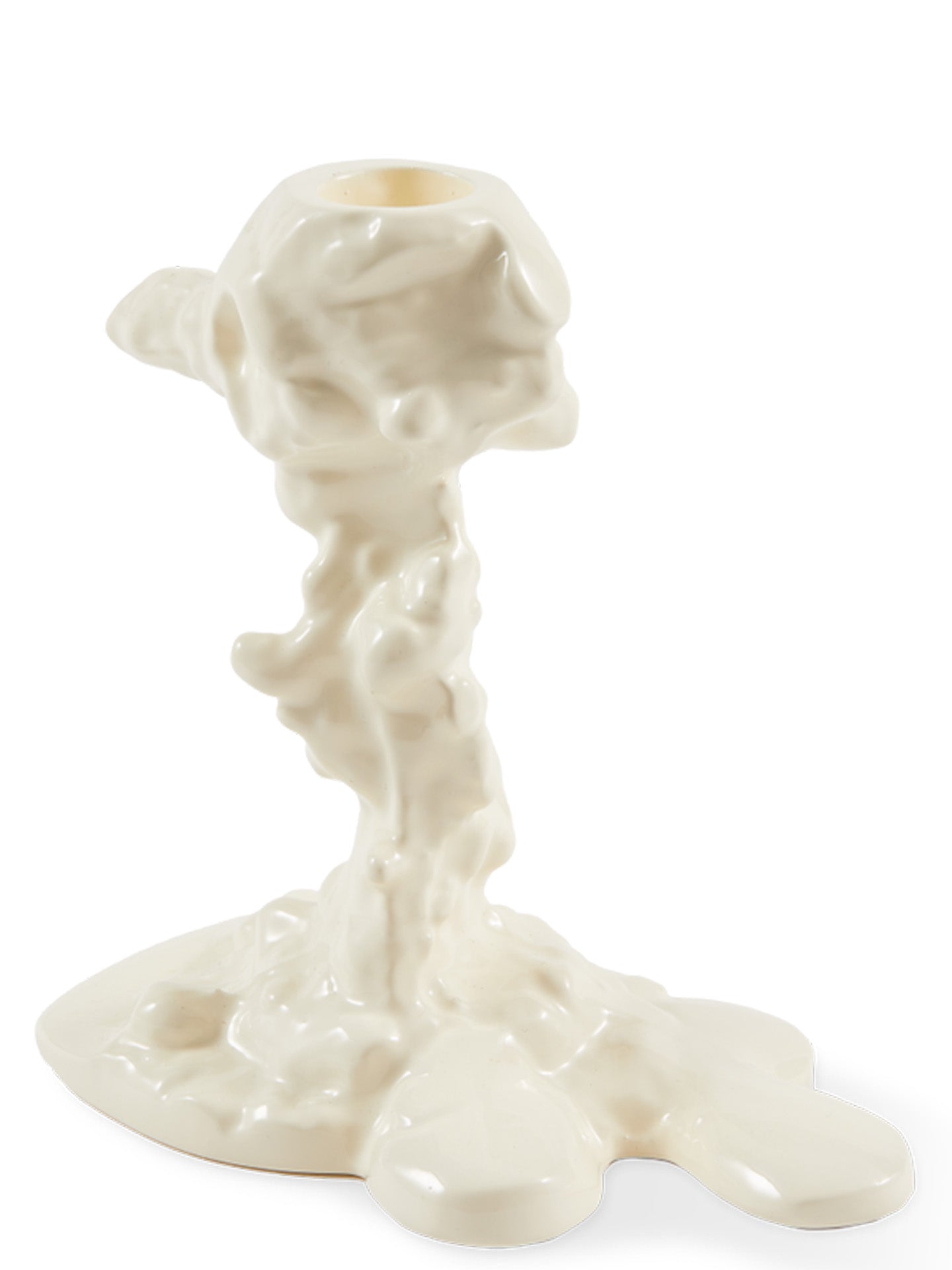Drip candle holder, cream (S)