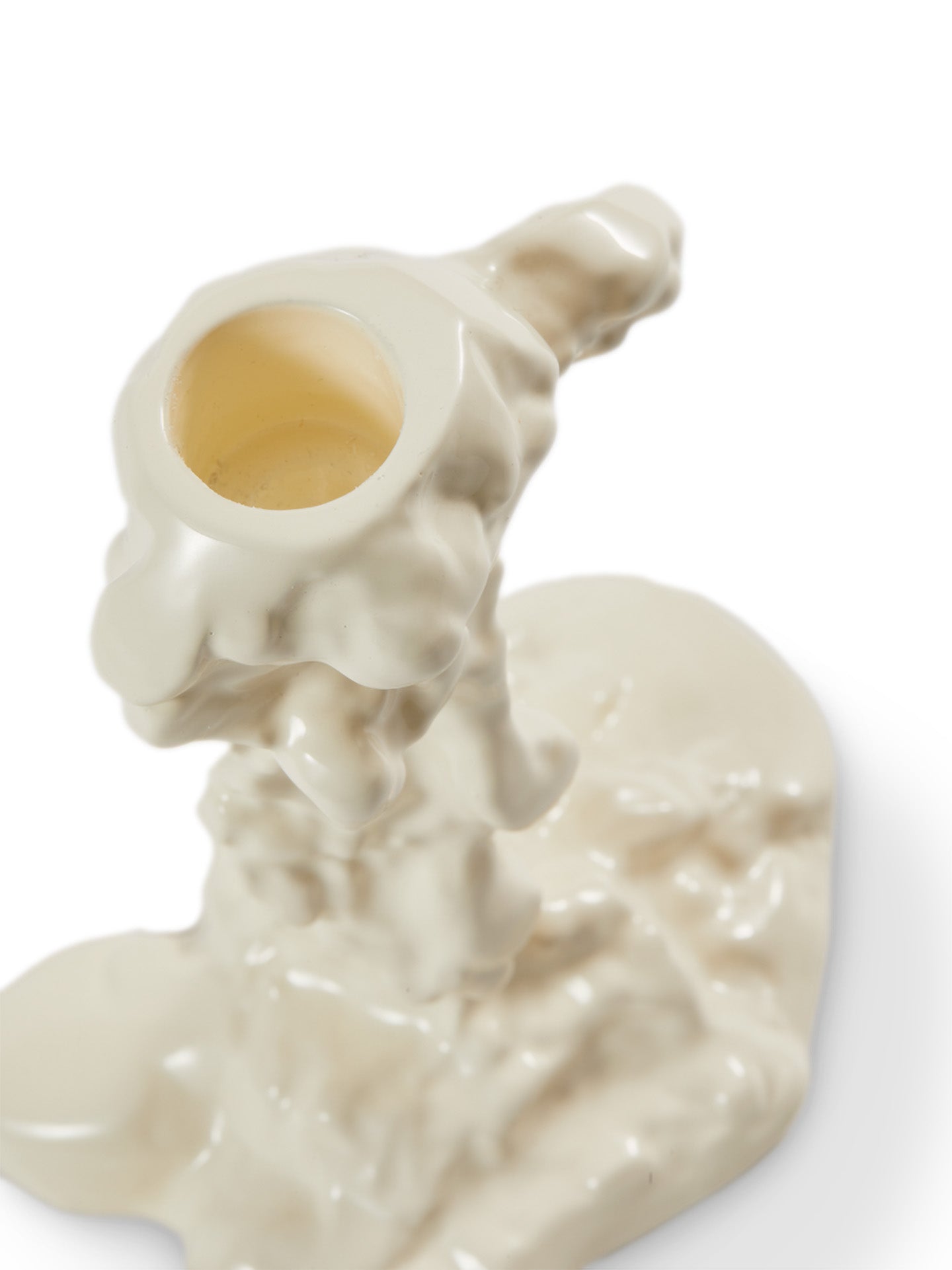 Drip candle holder, cream (S)