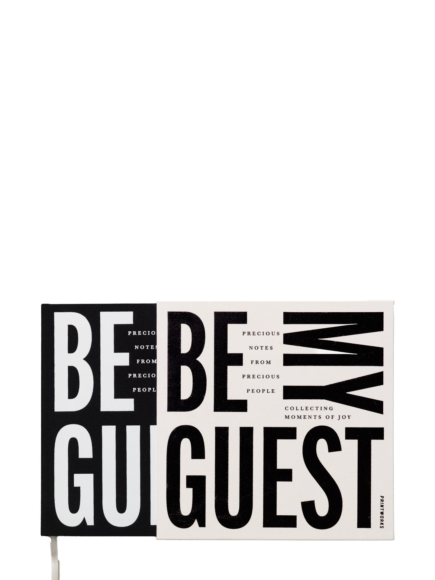 Book titled 'Be My Guest' with black and white design on a white background