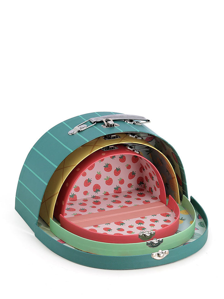 Set of 3 fruit suitcases, for kids