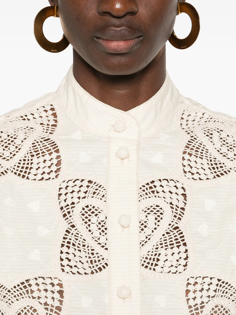 Wanderlust crochet shirt, ivory