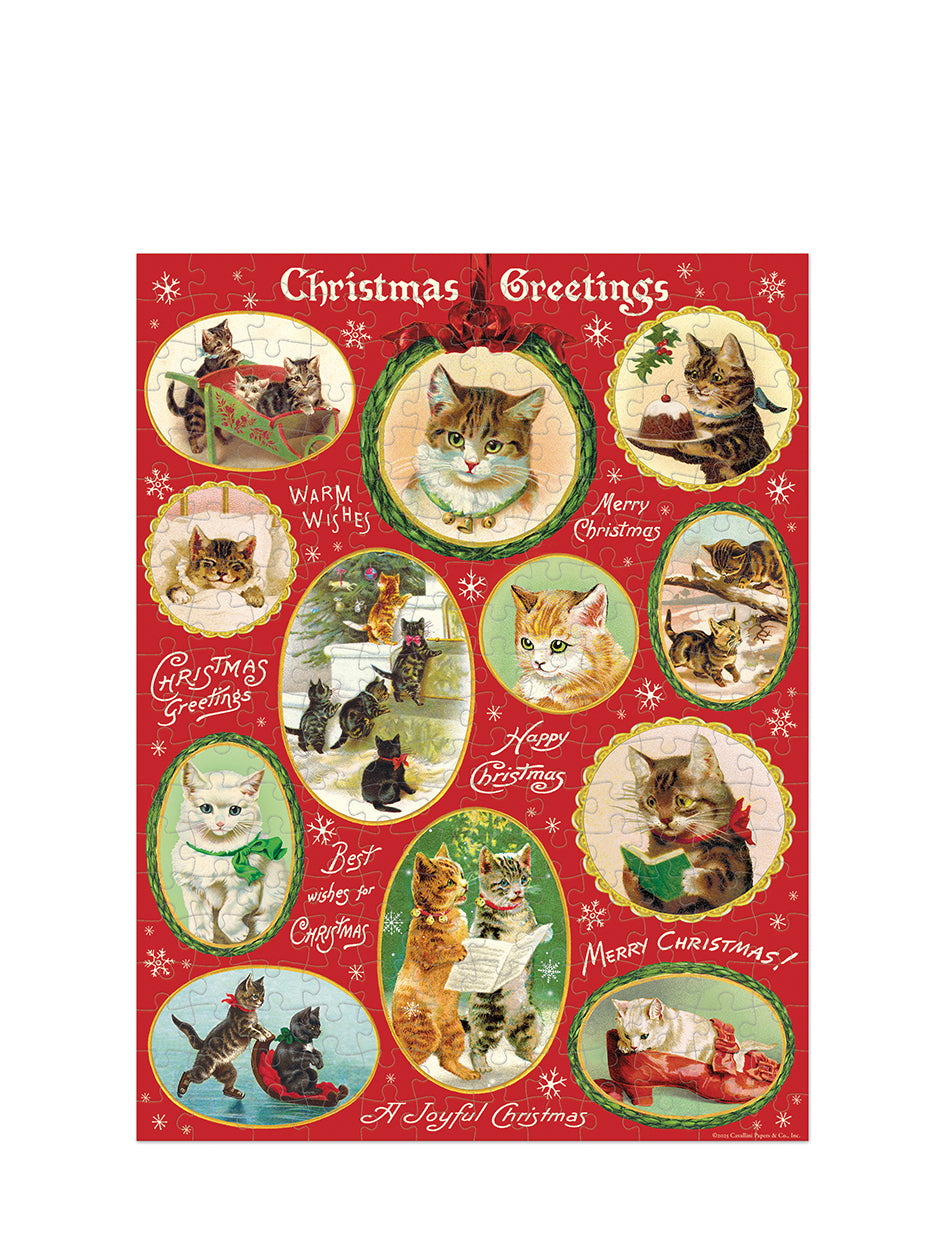 Vintage mini puzzle, Christmas cats (240 pcs)