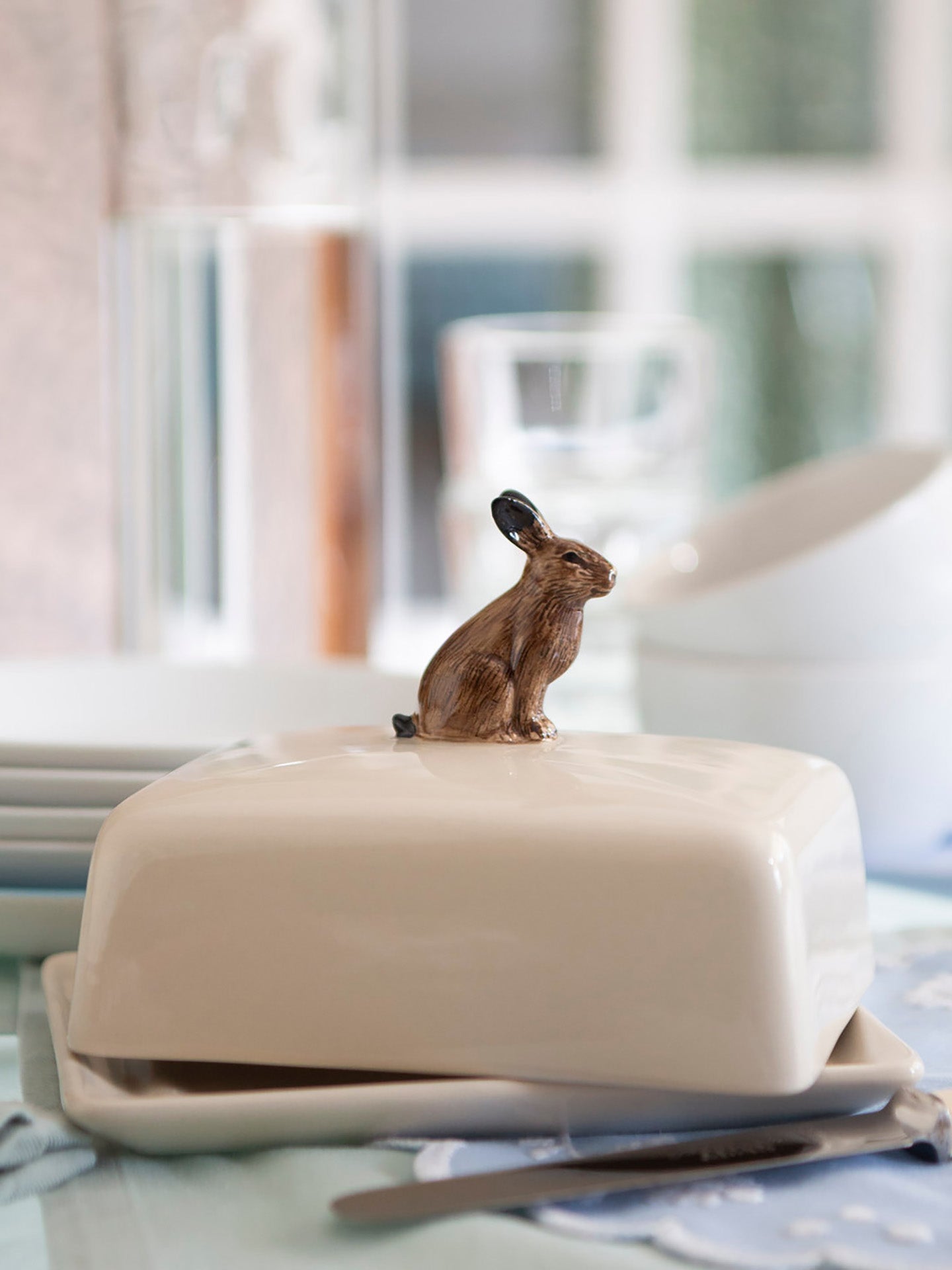 Hare butter dish