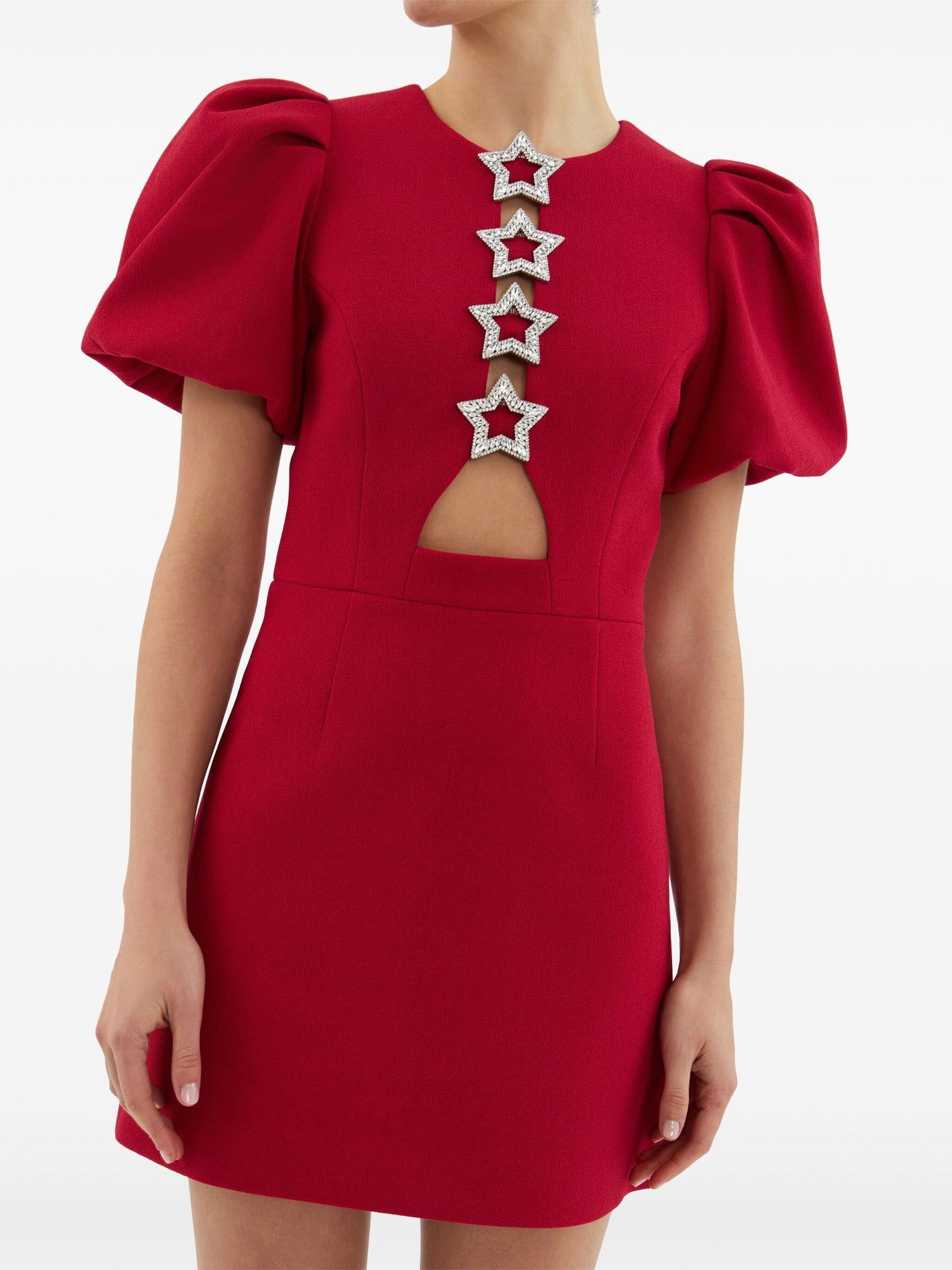 Akari puff sleeve mini dress, red