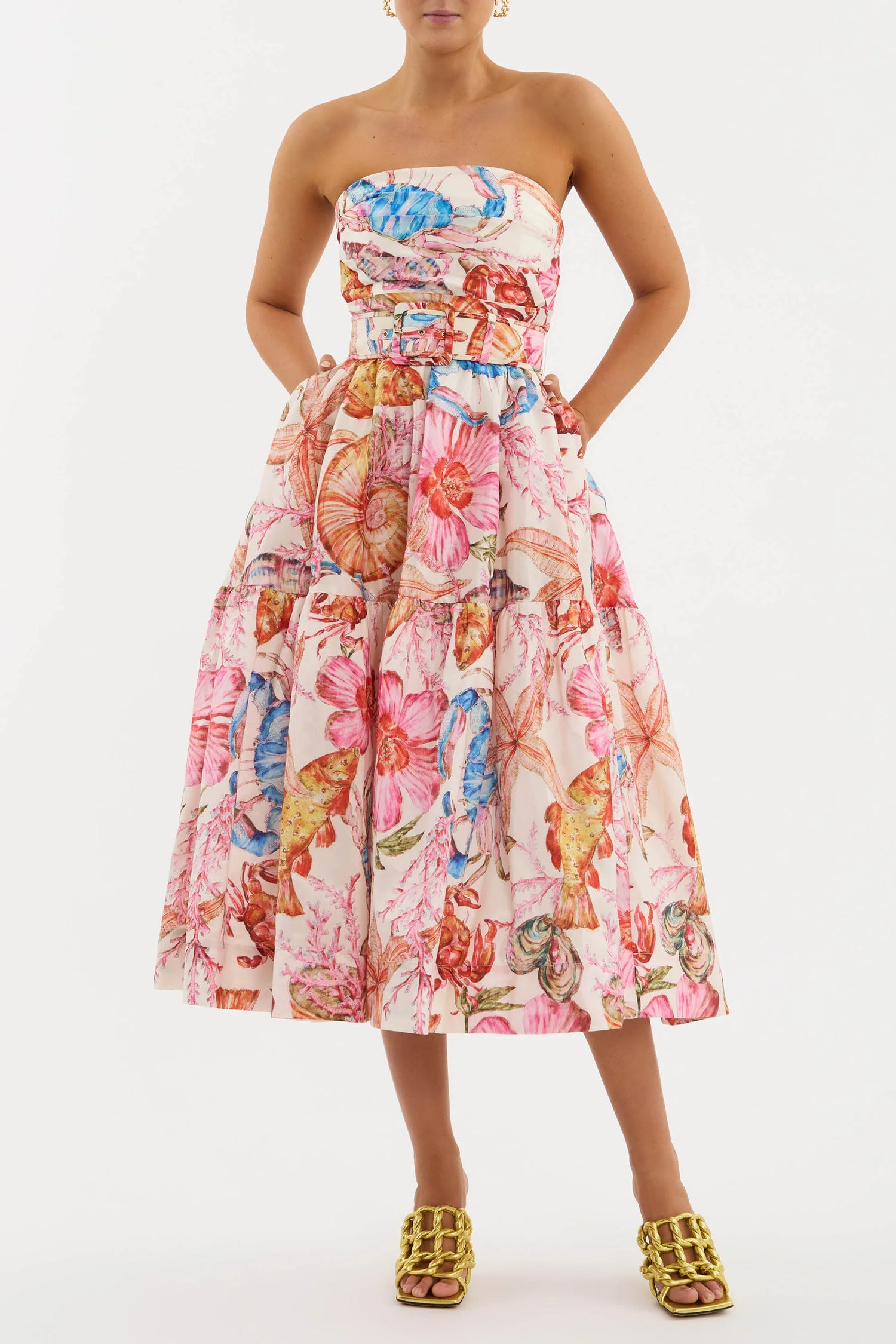 Summer Seas Midi Dress, multicoloured print