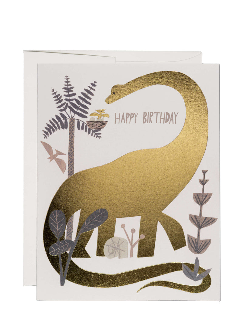 Golden dinosaur, birthday card