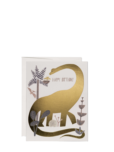 Golden dinosaur, birthday card