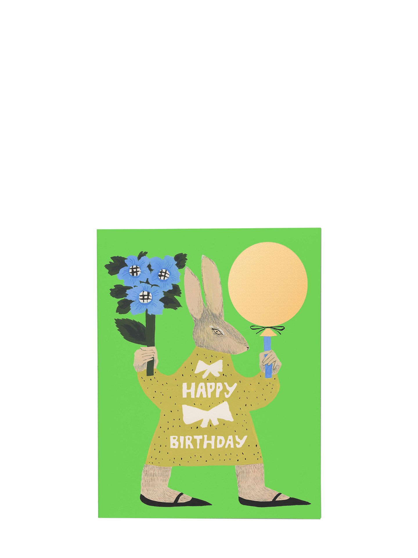 Party Rabbit Green Birthday card