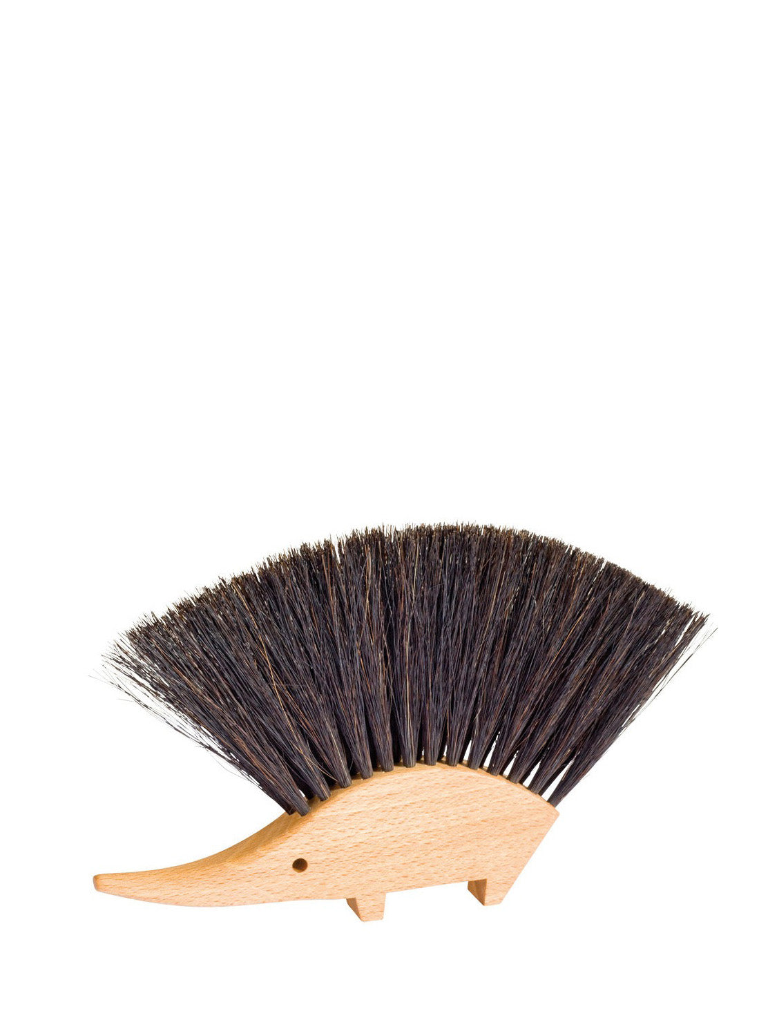 Hedgehog-shaped brush with bristles on a white background