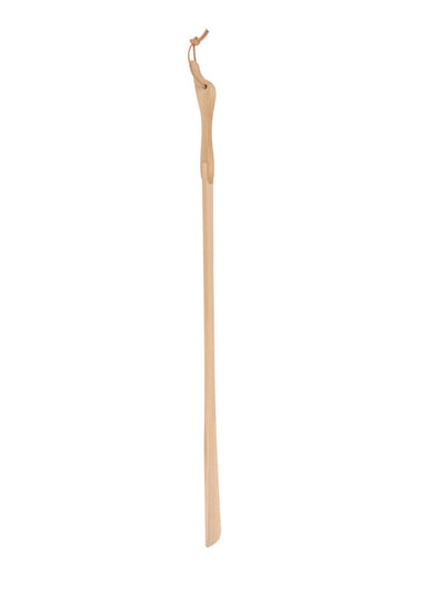 Shoe horn with leather strap, duck style