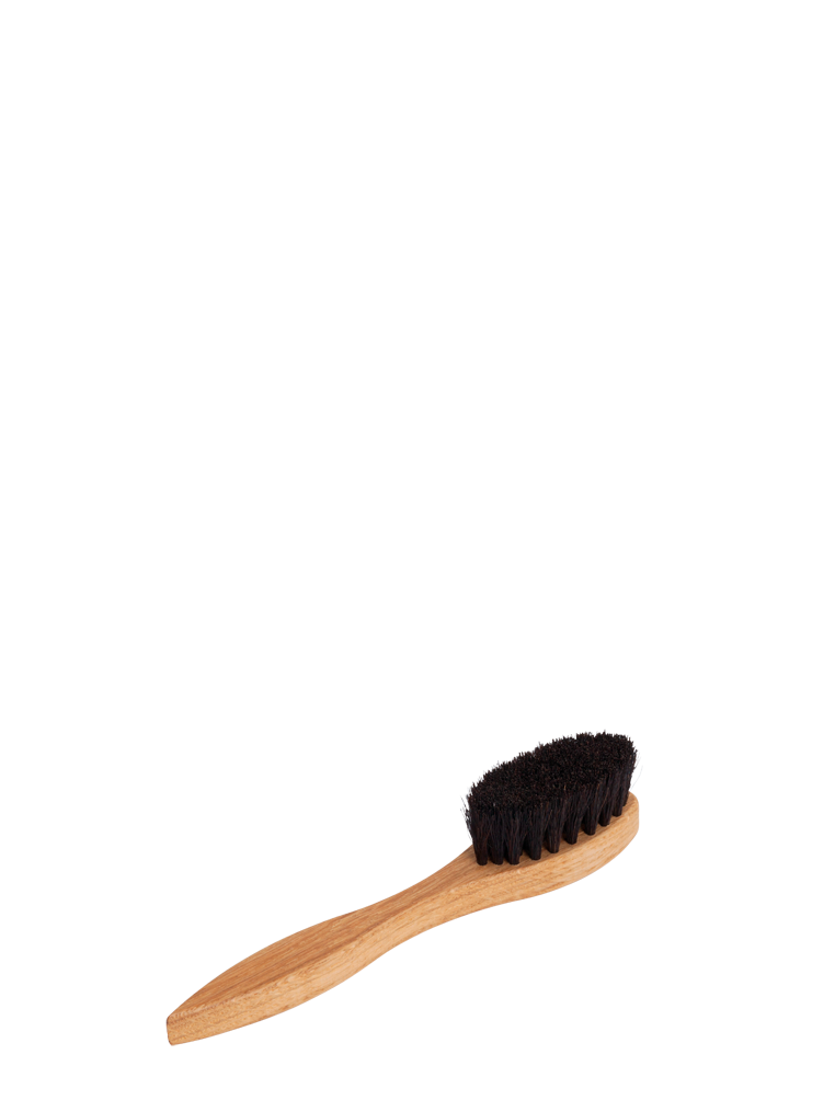 Shoe polish applicator brush with handle