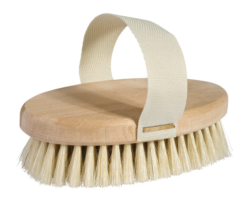 Massage brush with cotton belt, beechwood (soft, light bristle)