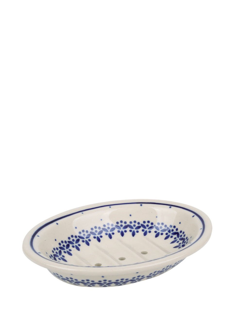 Ceramic soap dish, blue vine pattern