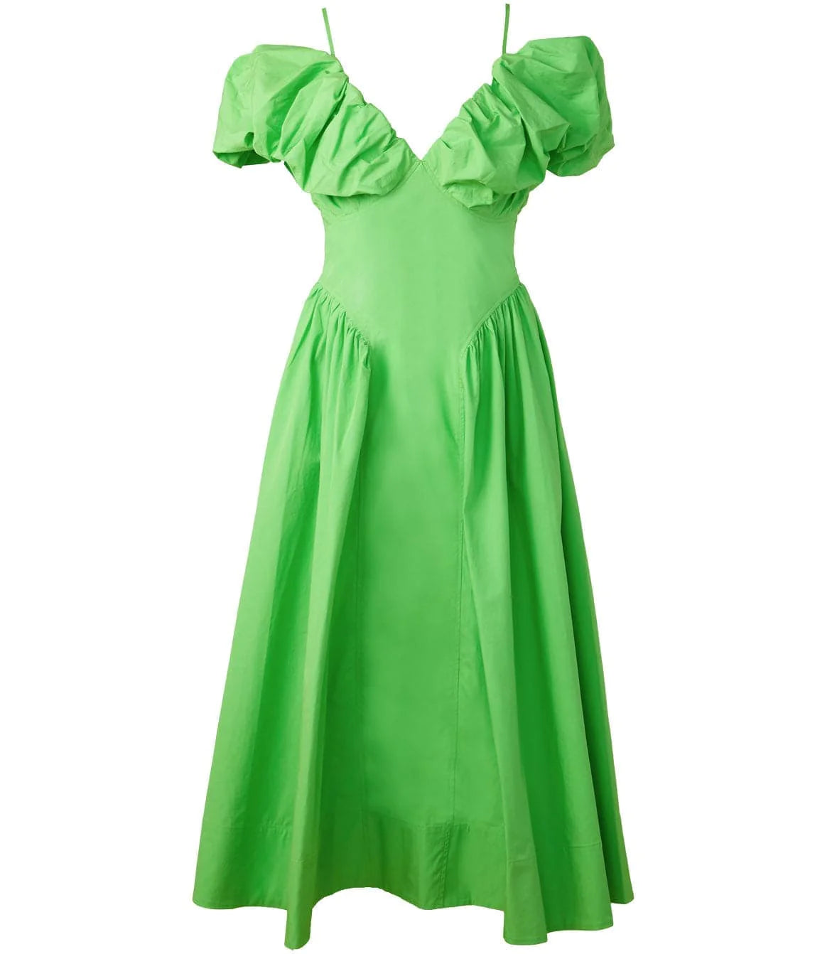 Ruched midi dress, green